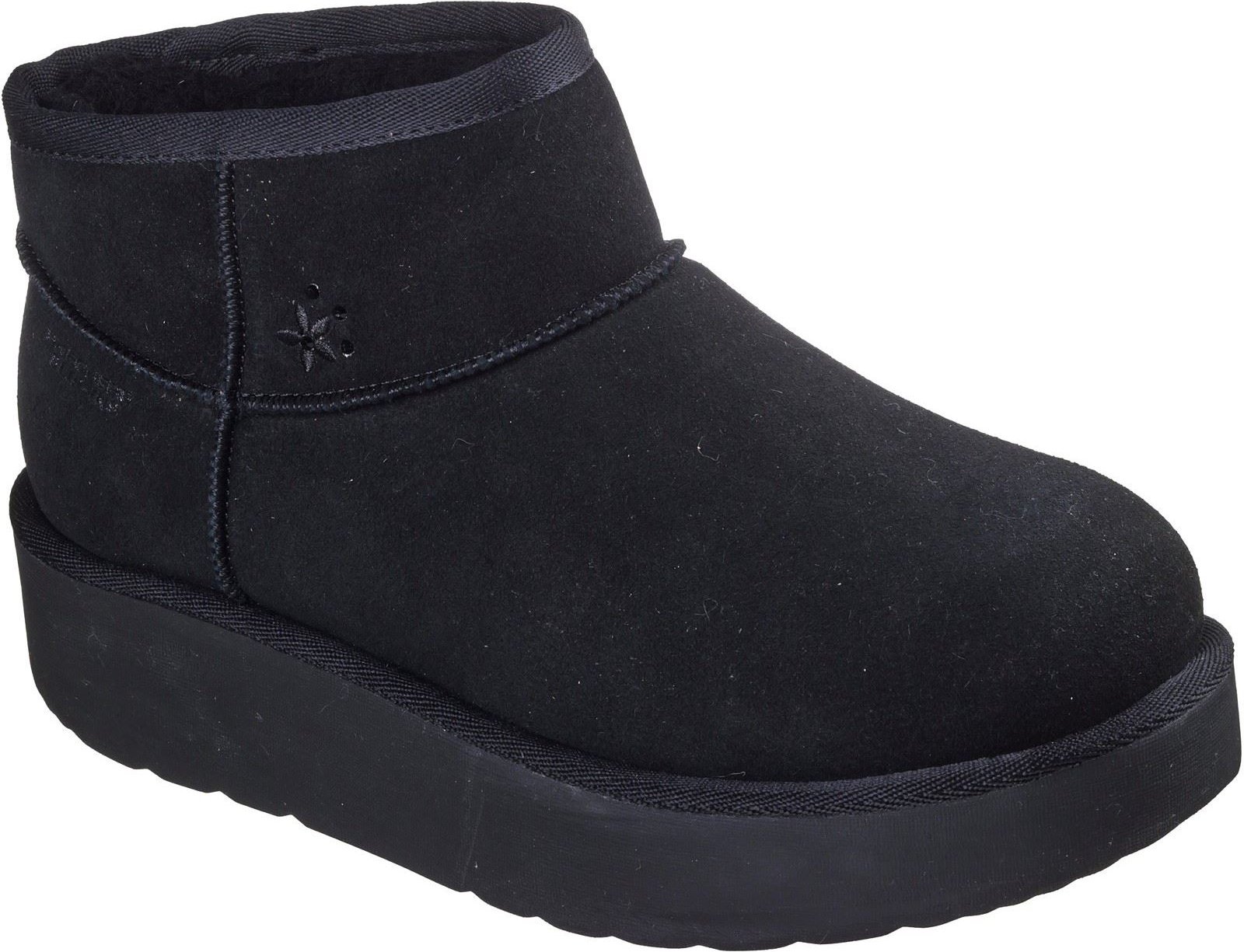 Skechers Keep Cozy Leder Damen Schwarz Winter Stiefeletten
