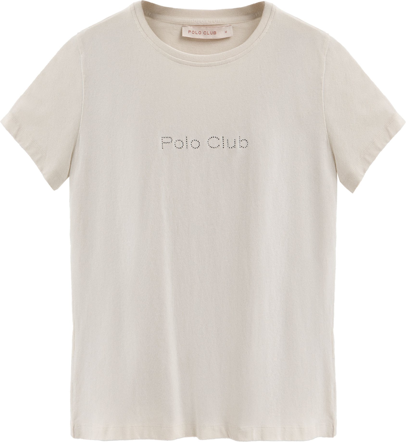 T-Shirt ecru mit kurzen Ärmeln und glitzerndem Polo Club-Logo