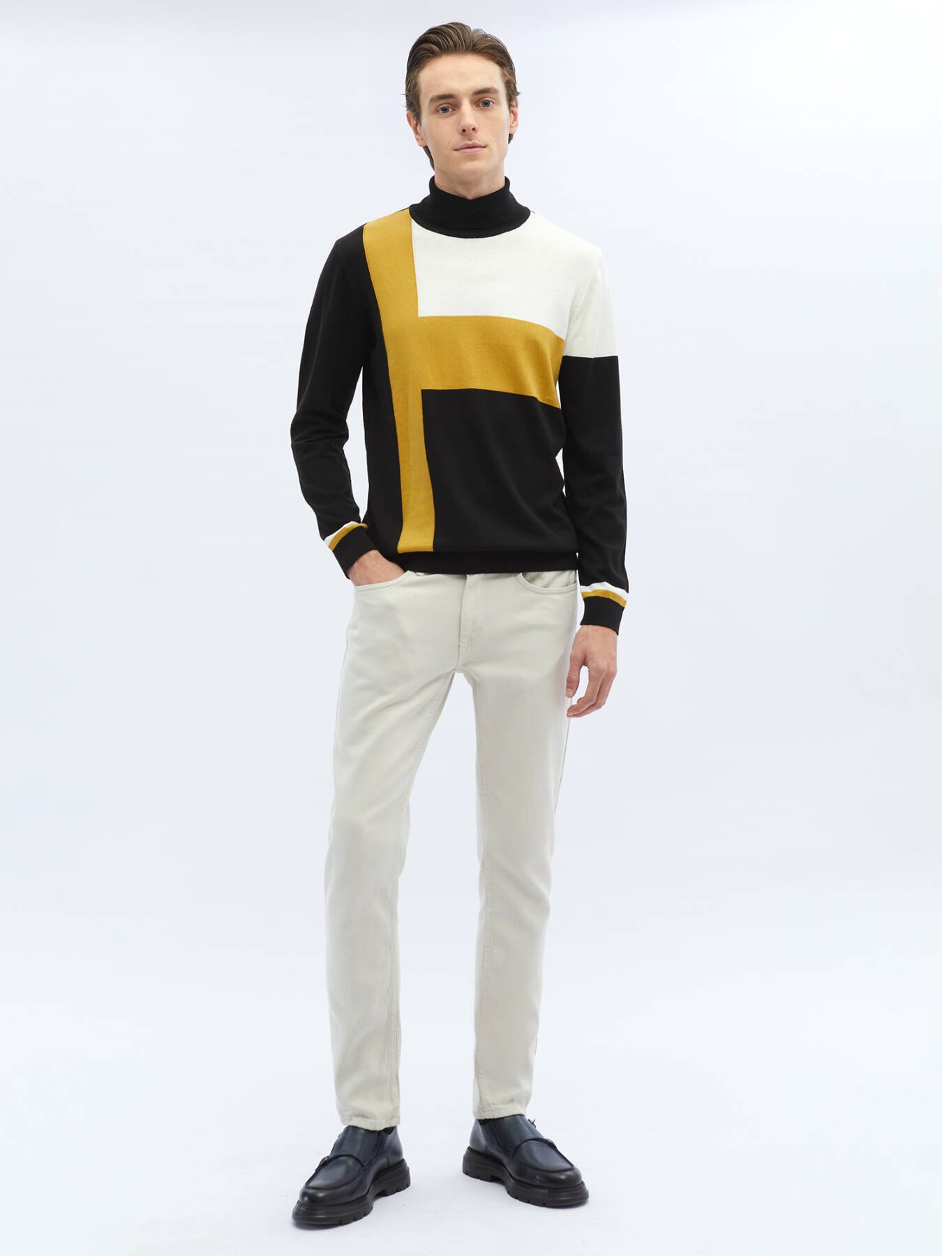 Gemusterter Strickpullover aus Baumwollmischung