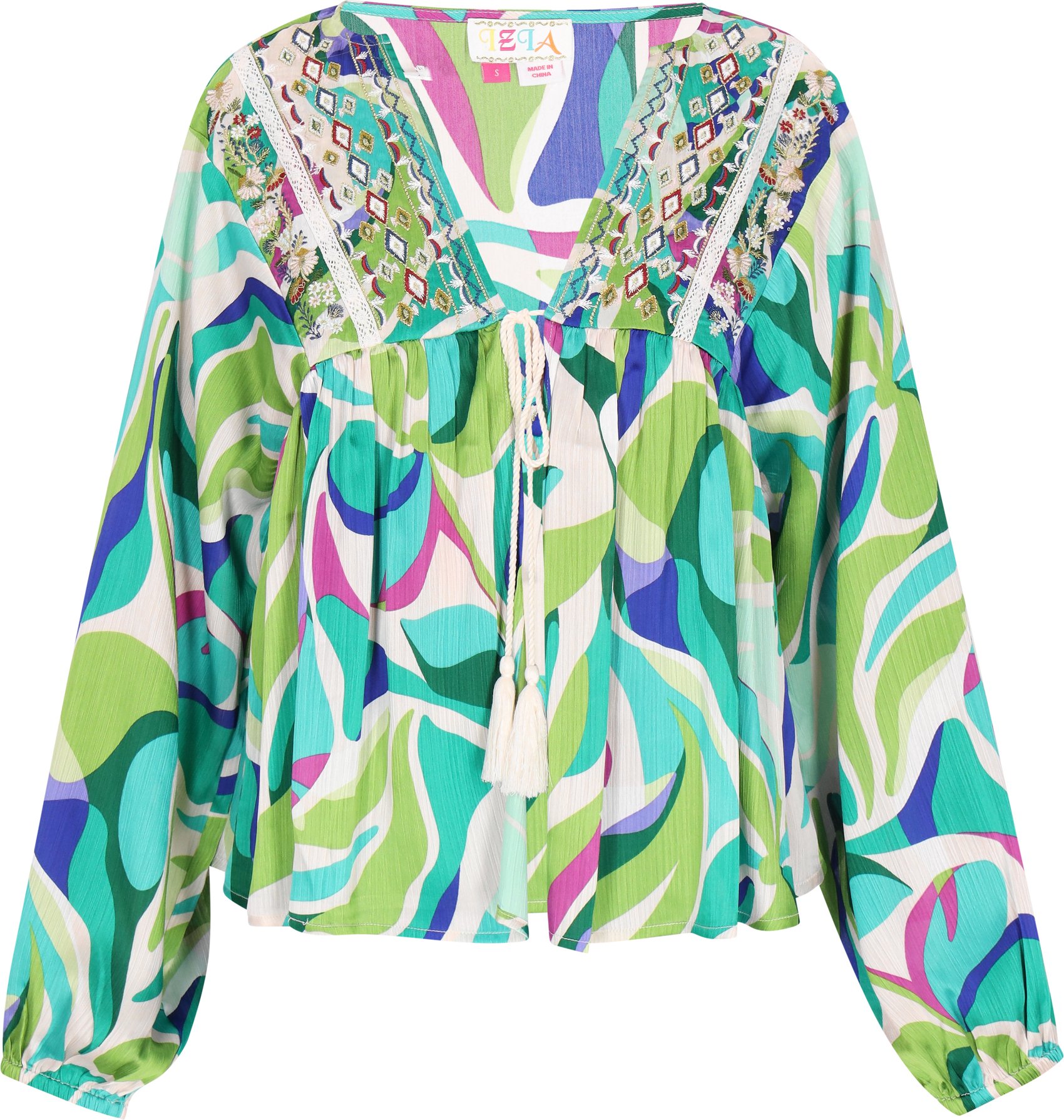 IZIA Bluse Frauen aqua mehrfarbig