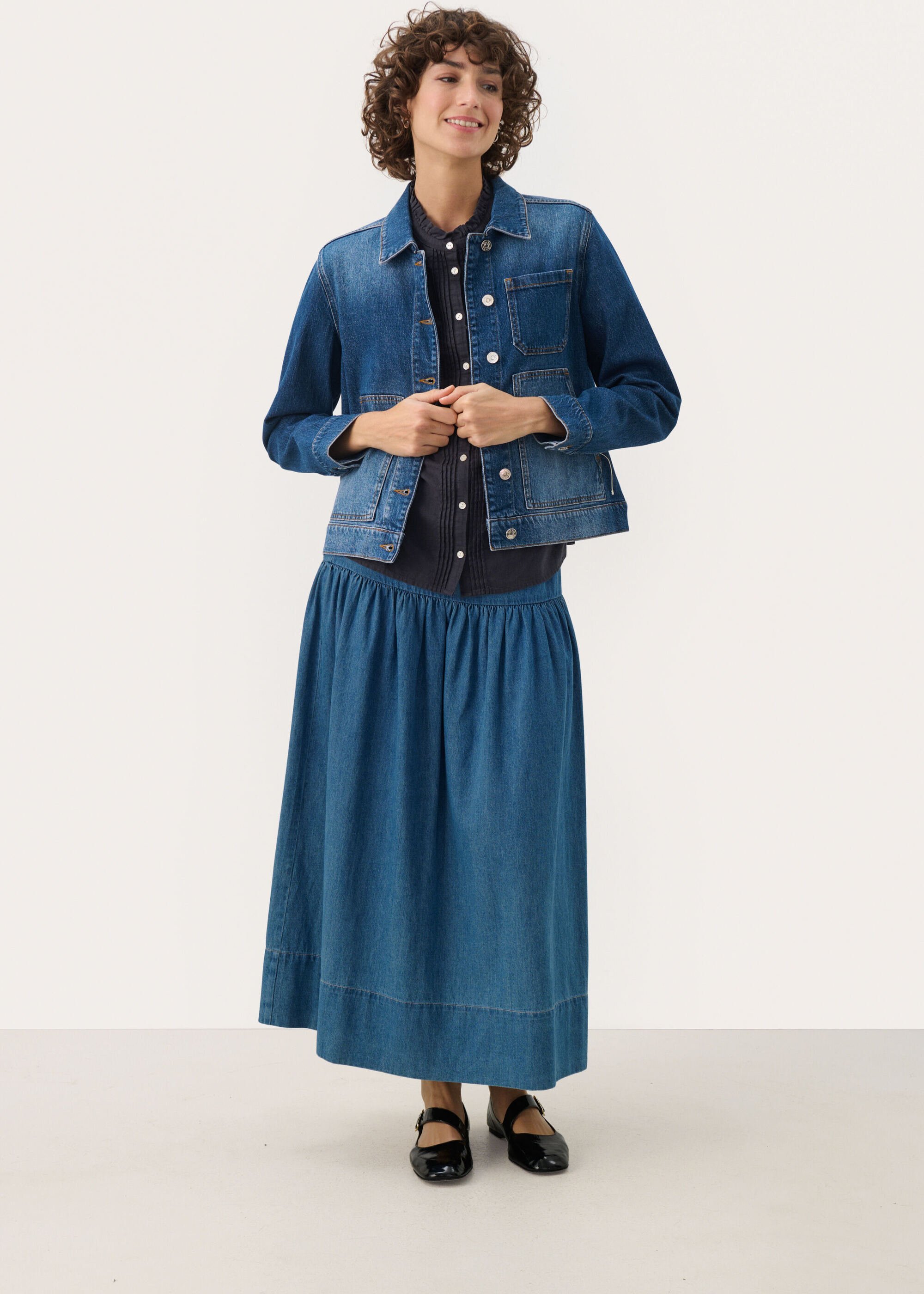 Jeansjacke Gerade Passform Medium Blue Denim