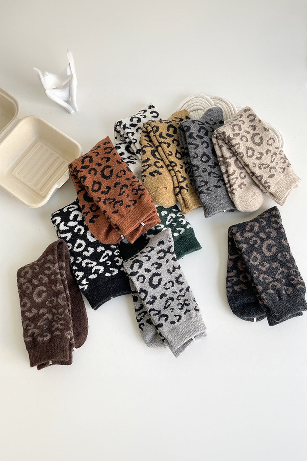 Leopardenmuster Crew-Socken