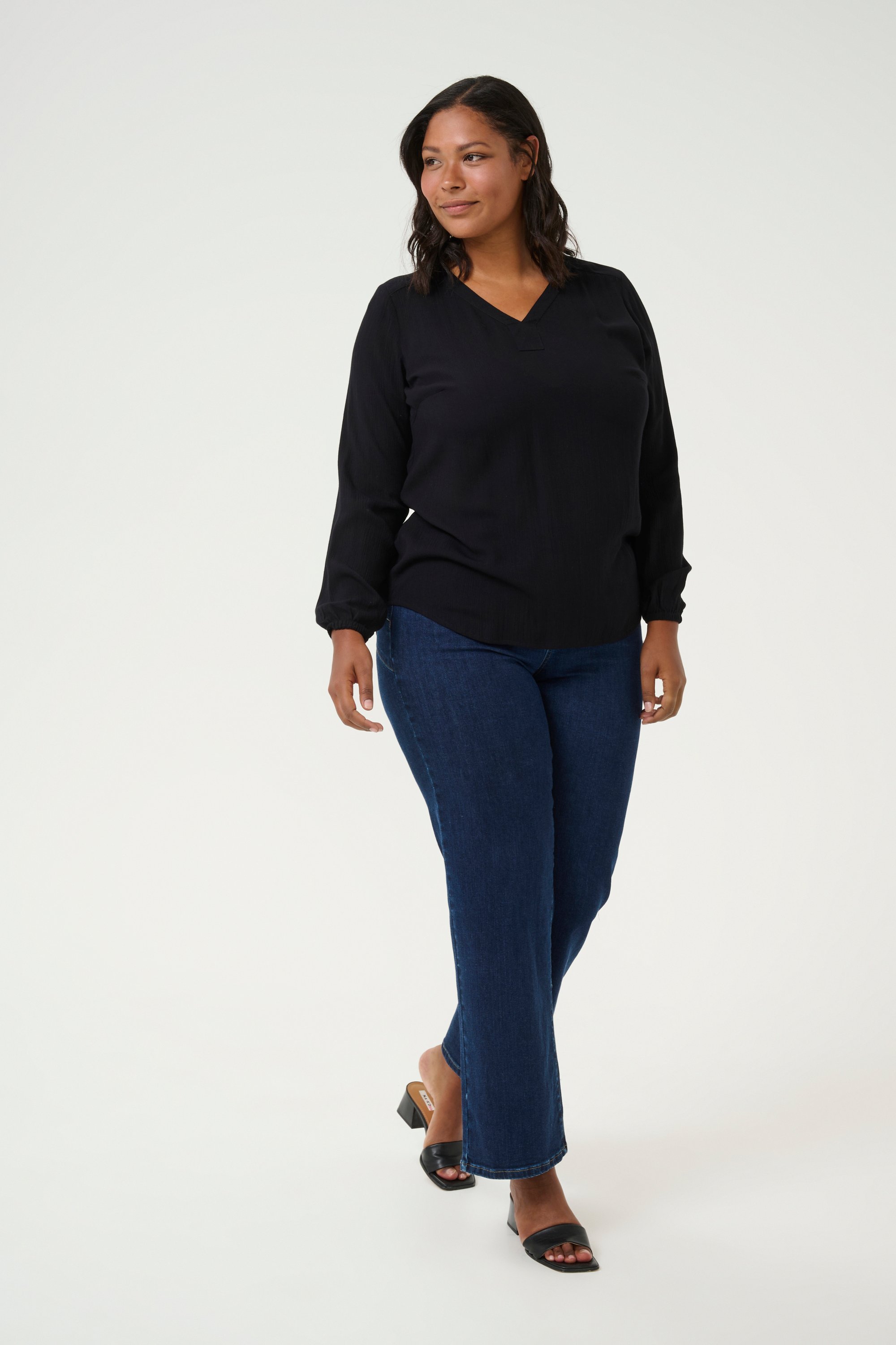 Langarm-Bluse Regular fit Black