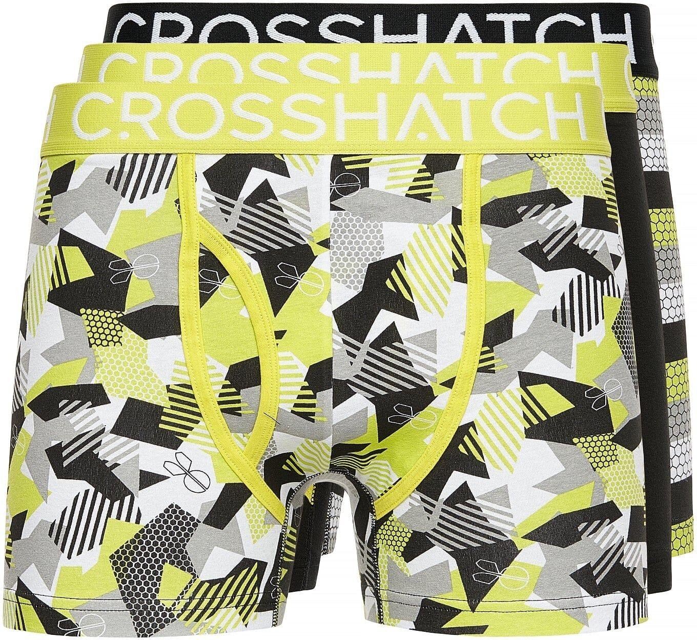 Crosshatch - "Crystaline" Boxershorts für Herren (3er-Pack) (Limone/Schwarz/Grau)
