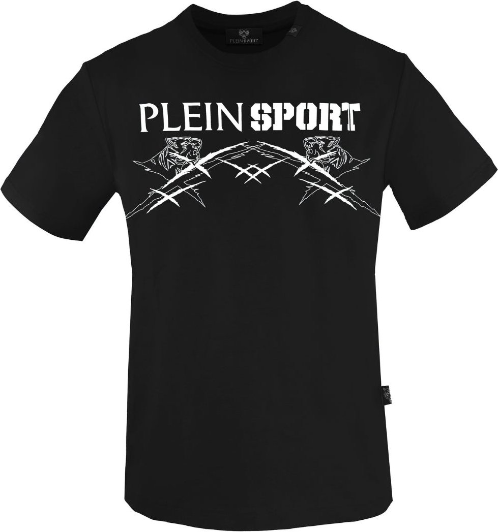 Plein Sport großes schwarzes T-Shirt mit Tiger-Kratzlogo