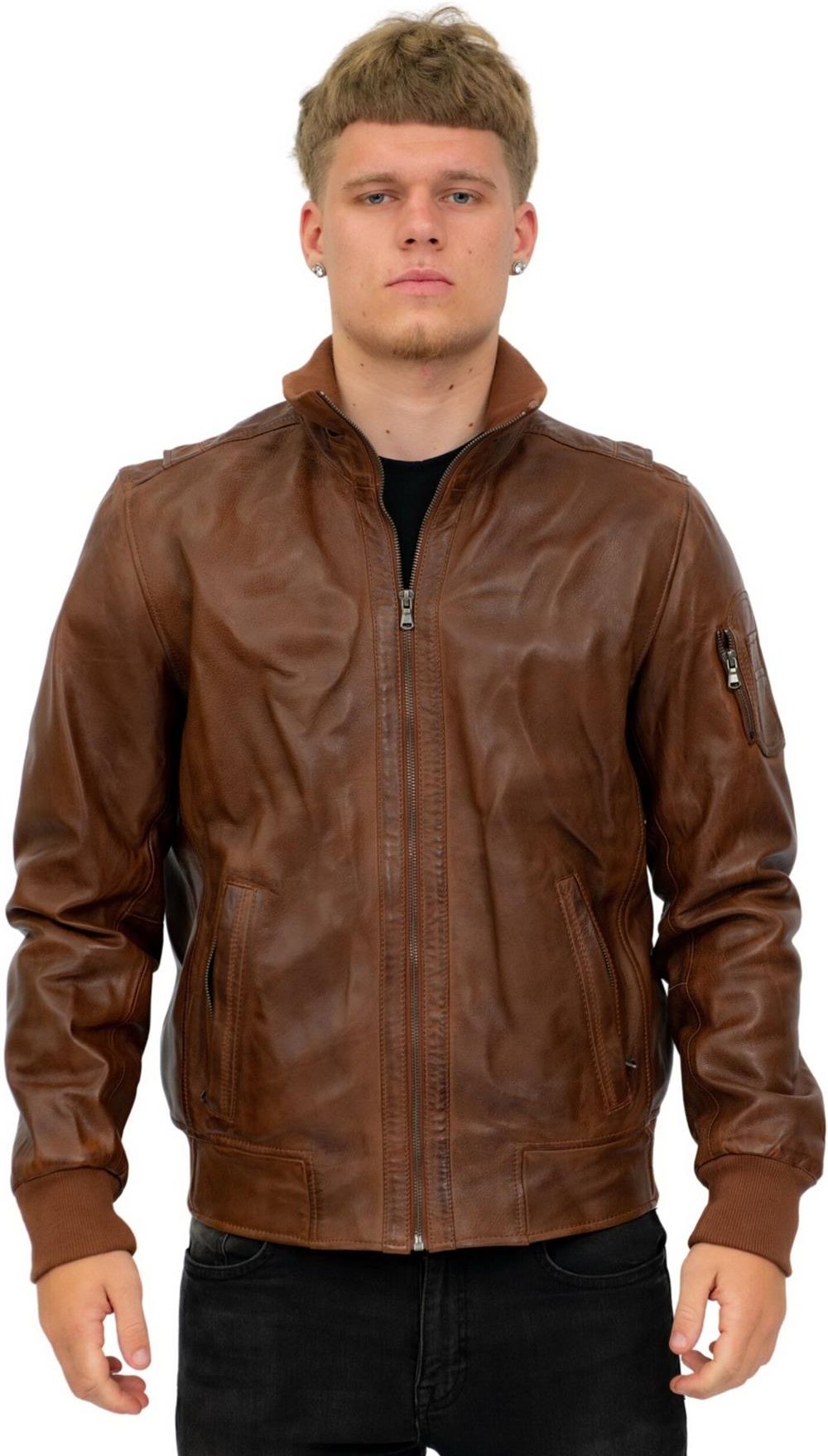 Thumbnail - Herren-Uni-Bomberjacke aus Leder – Adana