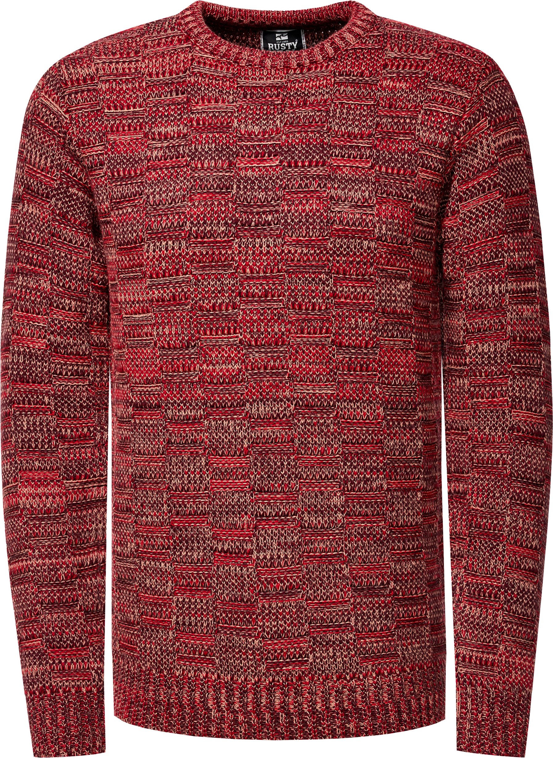 Kontrast Grobstrick Rundhals-Pullover