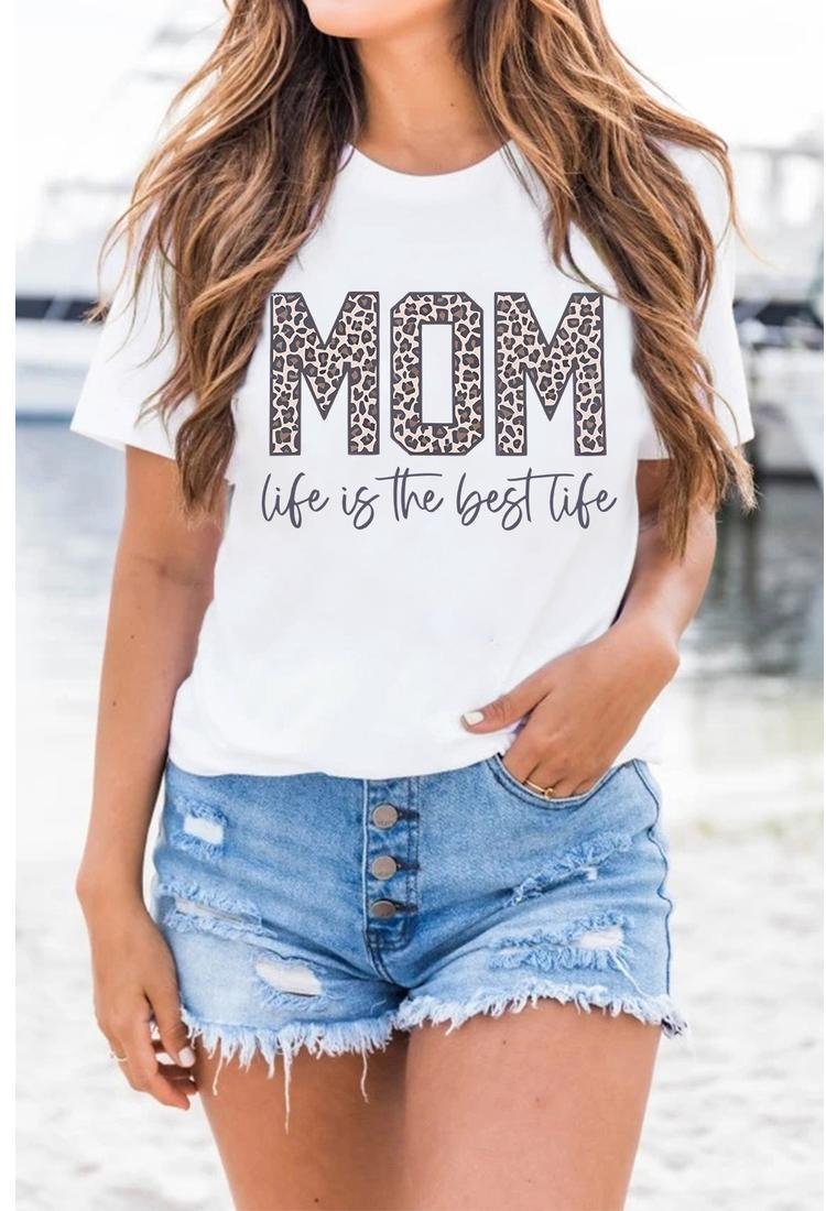 Thumbnail - Azura Exchange Damen-T-Shirt mit Grafik und Leopardenmuster in Weiß