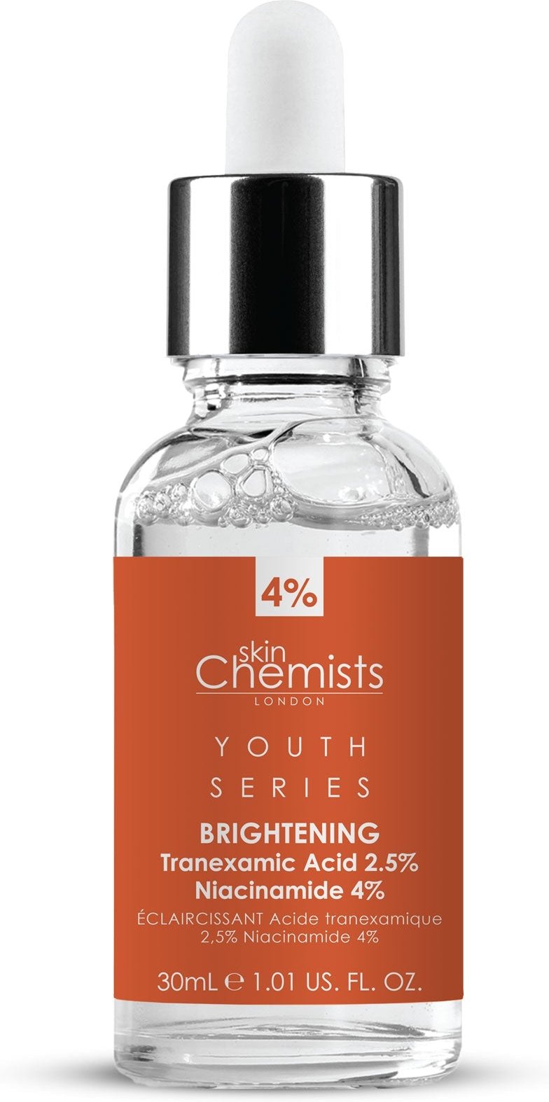 skinChemists Jugendserie Tranexamsäure 2,5%, Niacinamid 4% Aufhellendes Serum 30ml