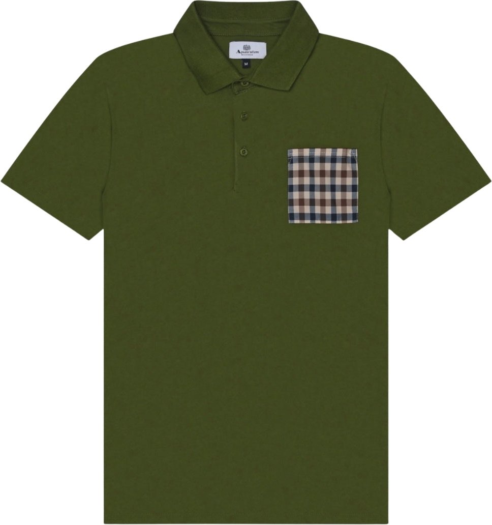 Aquascutum Active Beach Sailor Check Polo Poloshirt In Armeegrün