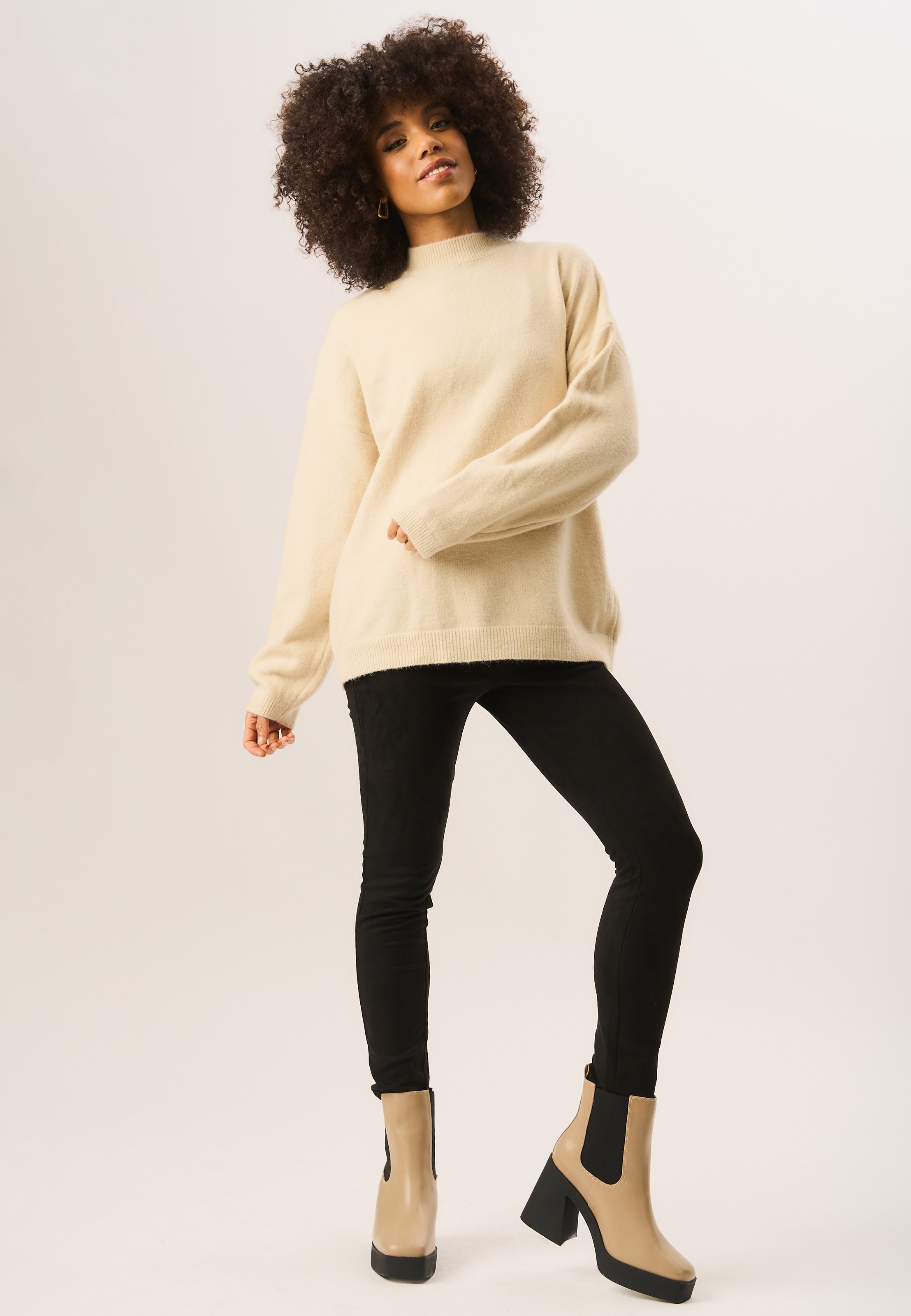 Schwarze Skinny Stretch-Leggings aus Kunstwildleder