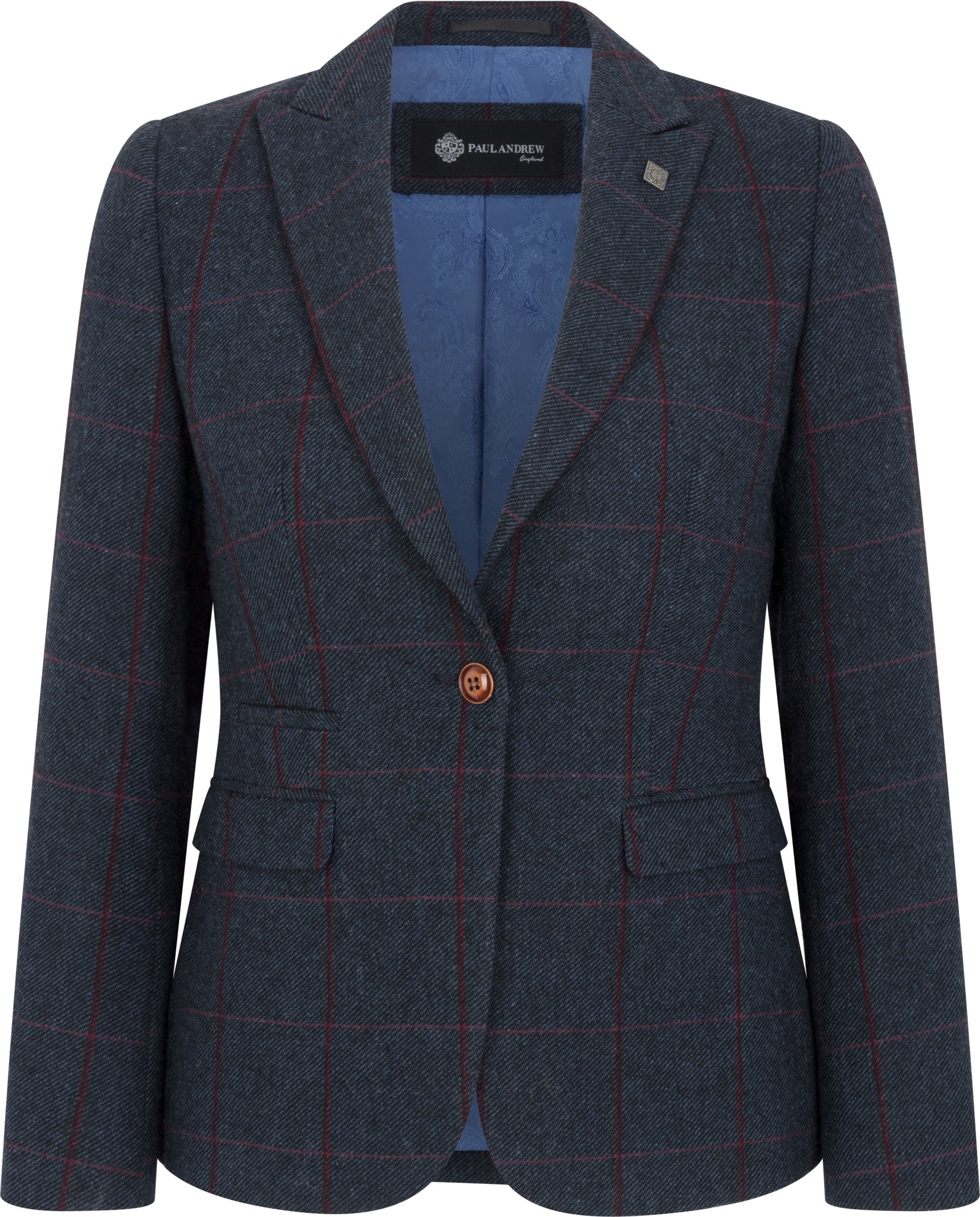 Thumbnail - Marineblauer, taillierter Tweed-Blazer für Damen