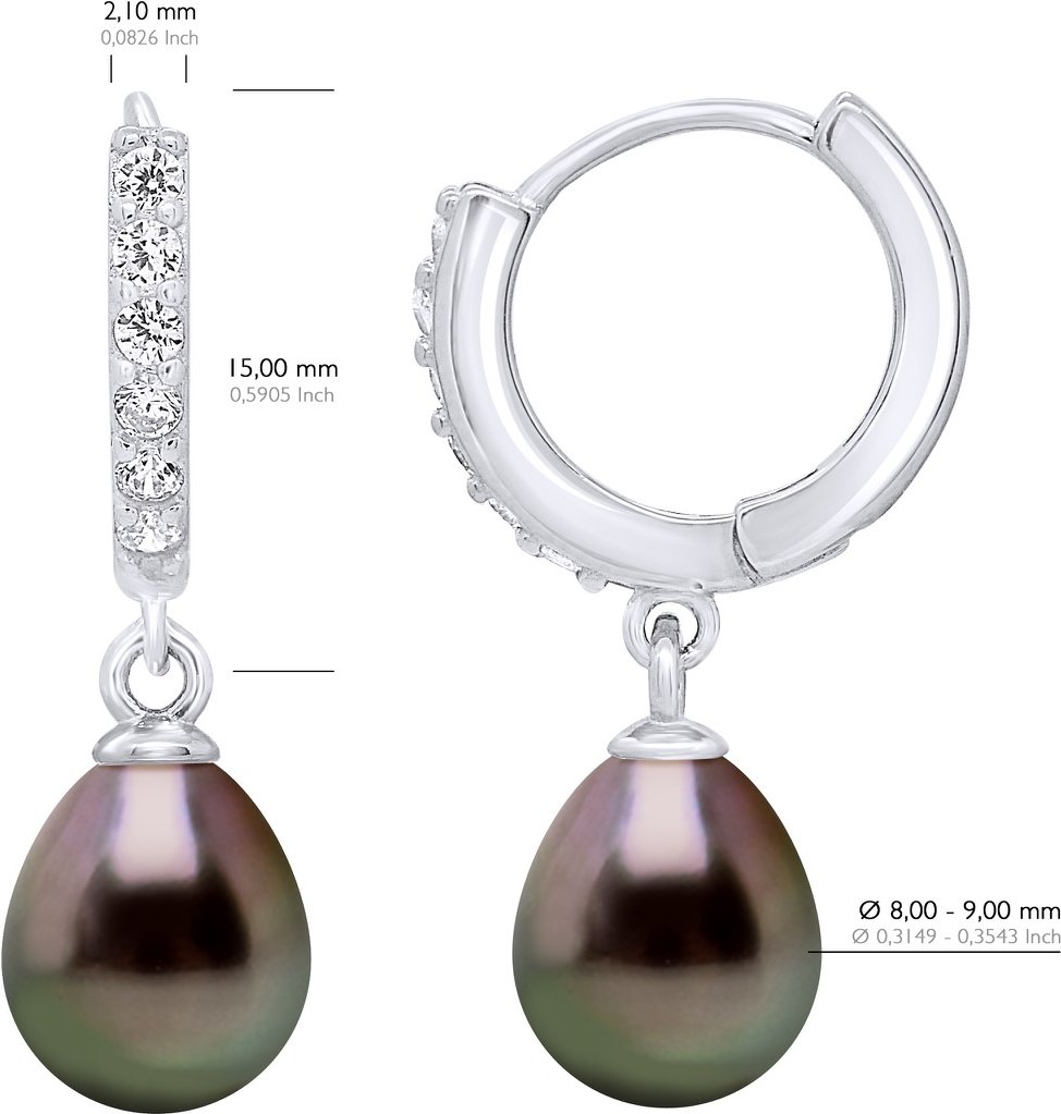 Ohrringe Kreolen mit echten Tahiti-Zuchtperlen 8-9 mm