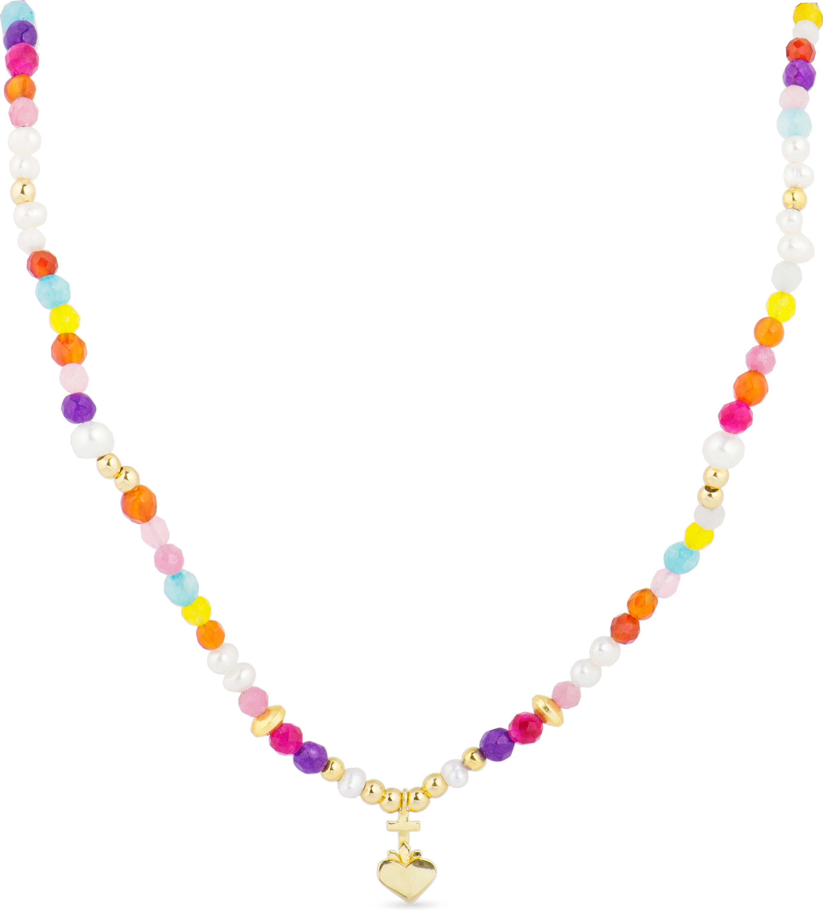 Luxenter Halskette aus 925er Sterlingsilber mit mehrfarbigem Kristall in 18K Gelbgold - Nymox