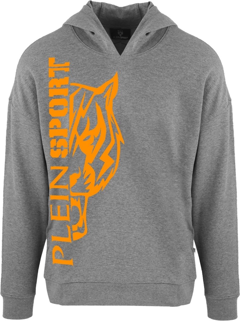 Grauer Kapuzenpullover mit seitlichem Logo von Plein Sport