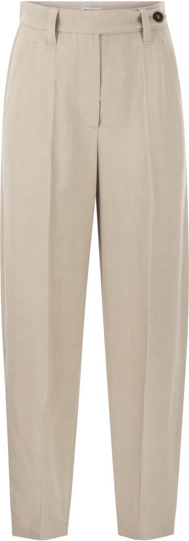 Gemusterte Viskose- und Leinenhose