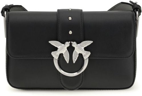 PINKO Schwarze Kalbsleder Bos Taurus Schultertasche