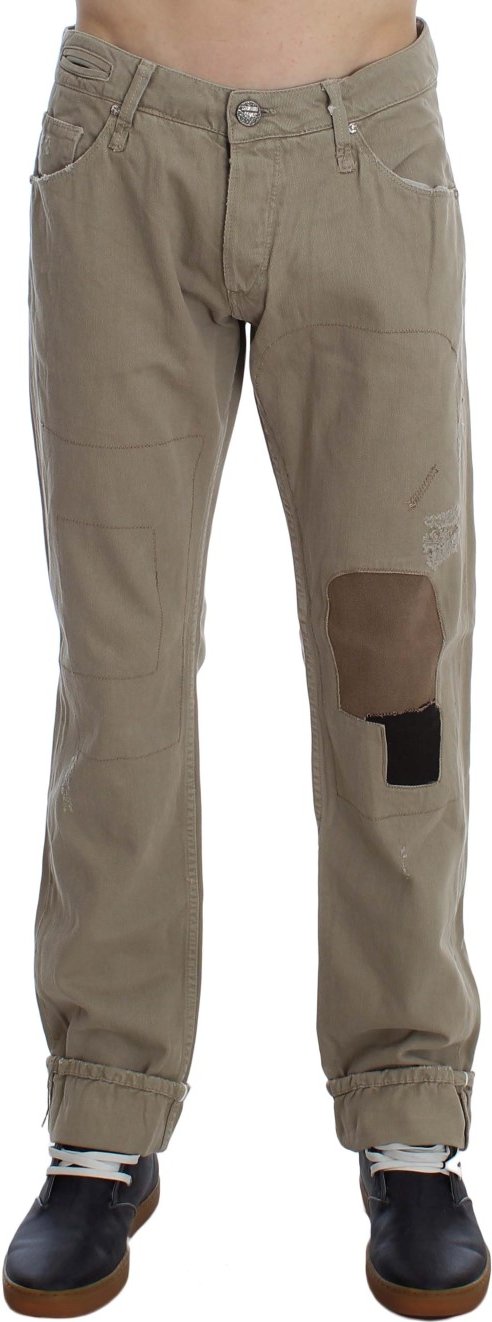Huit Hommes Beige Coton Patchwork Jeans