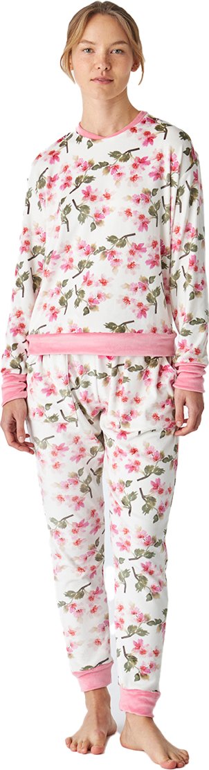 Damen-Winterpyjama aus Samt mit langen Ärmeln JJB4