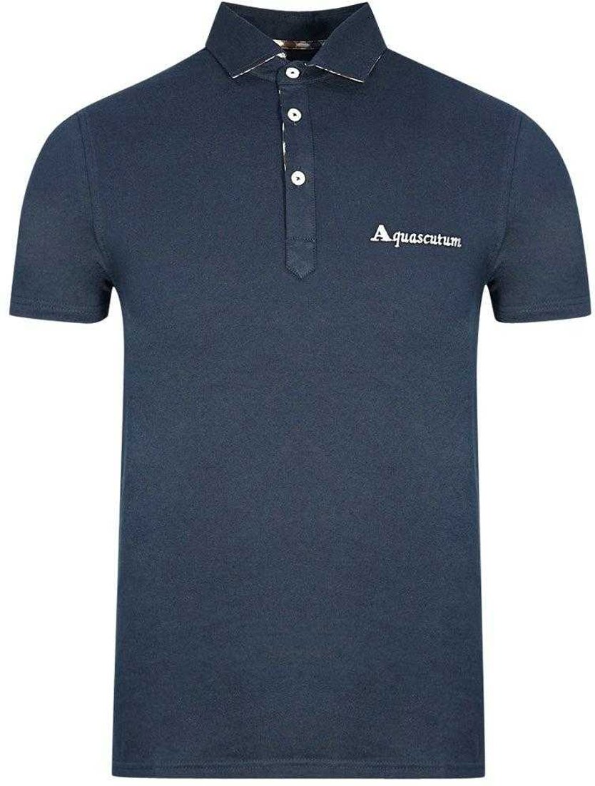 Aquascutum Unisex Erwachsene Signature Logo Polo-Shirt (Marineblau)