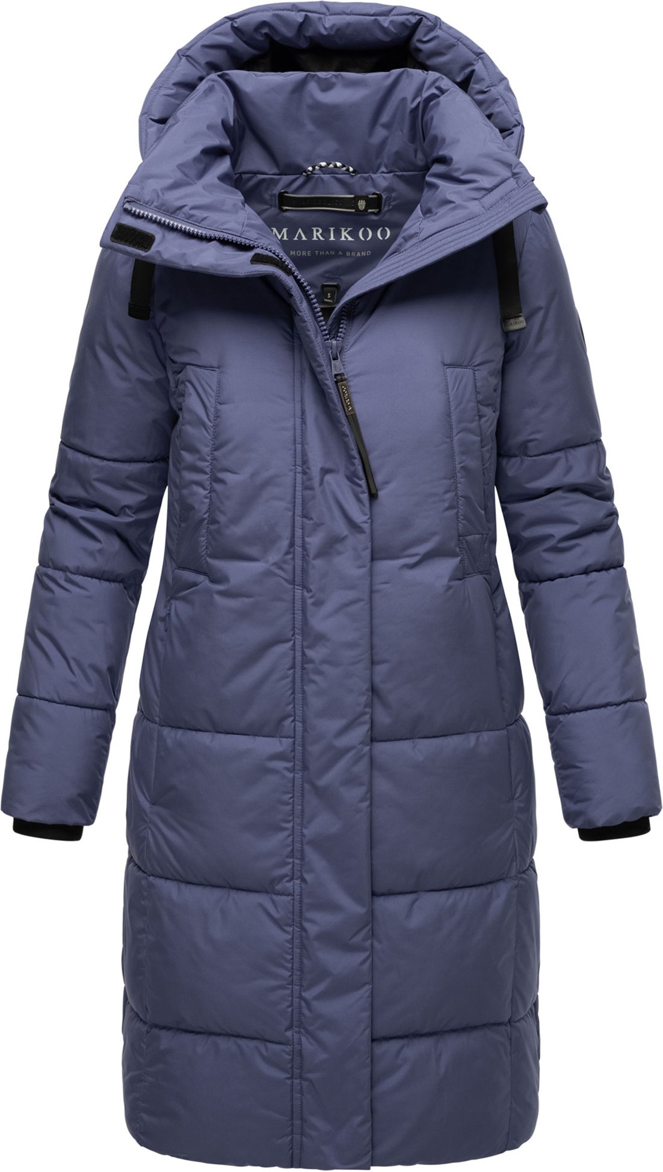 Marikoo Damen Steppjacke Laryaa – lang, warm & mit abnehmbarer Kapuze
