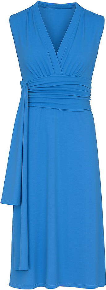 Sky Ärmelloses Wickelkleid mit V-Ausschnitt – Weicher Viskose-Jersey