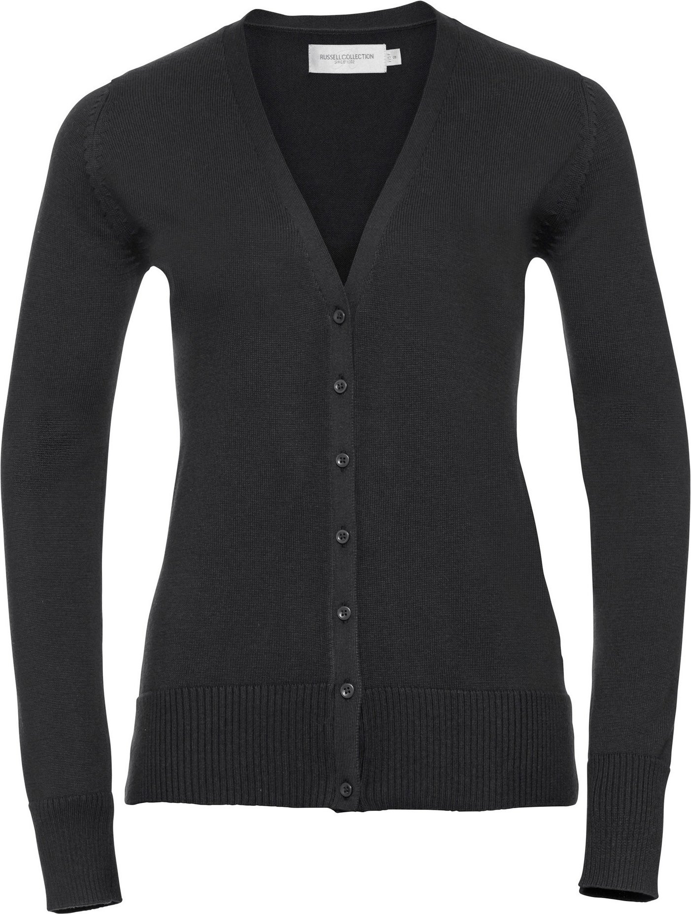 Russell Collection Damen/Damen Strickjacke mit V-Ausschnitt (Schwarz)