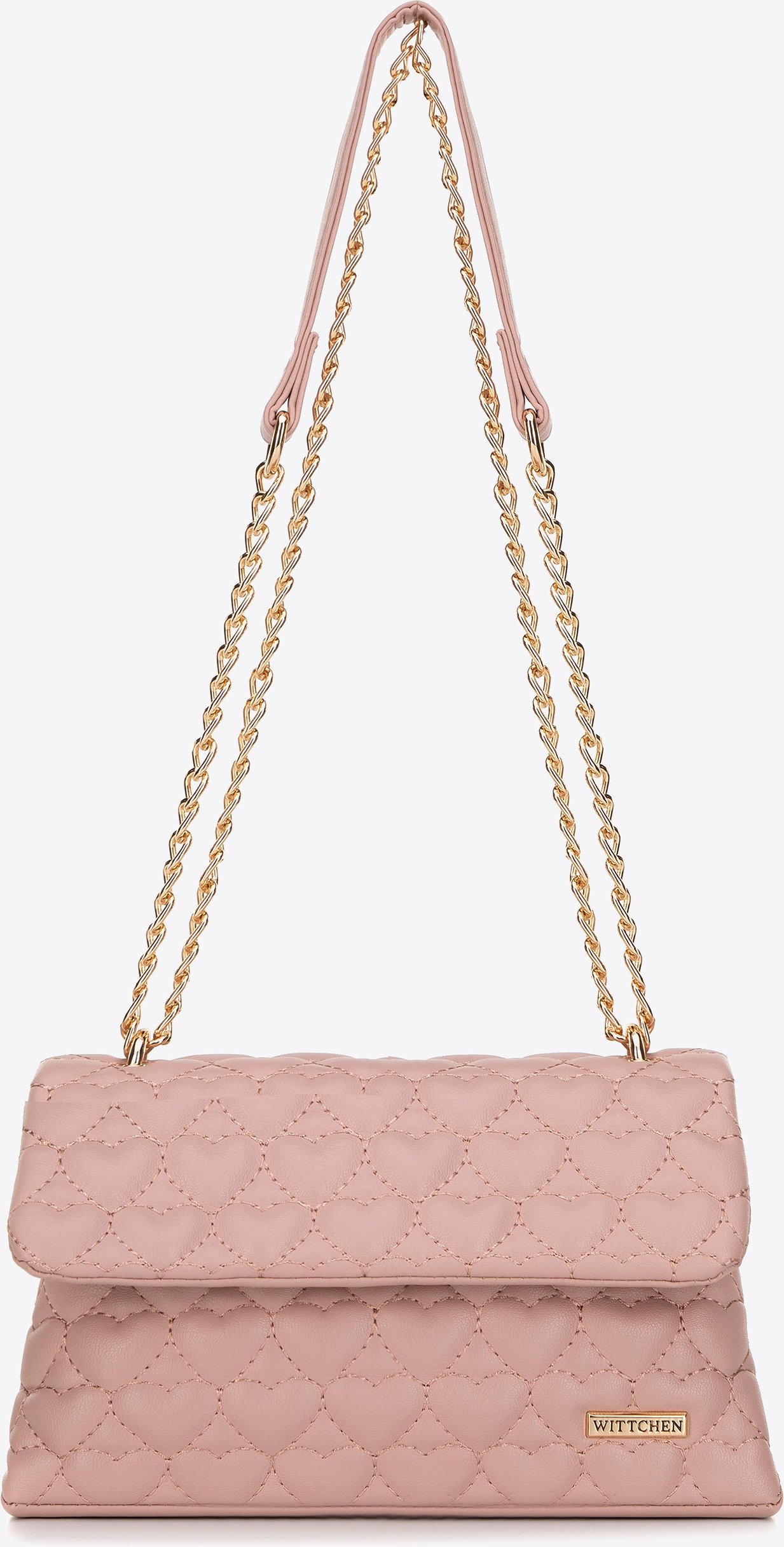 Wittchen Mini-Handtasche für Damen, gesteppt mit Herzen, rosa Öko-Leder