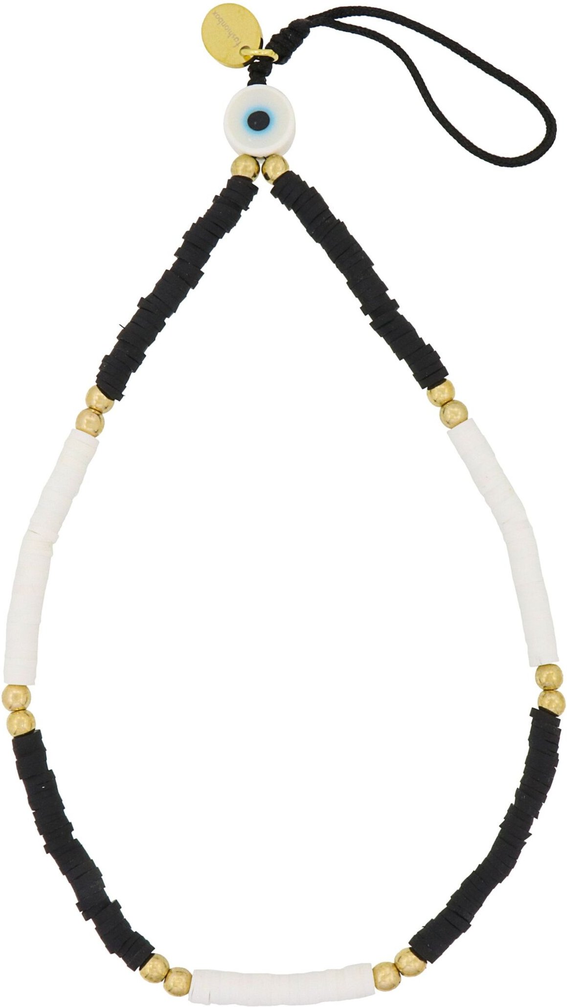 Fashionbox Armband mit Vinylplättchen schwarz/weiss