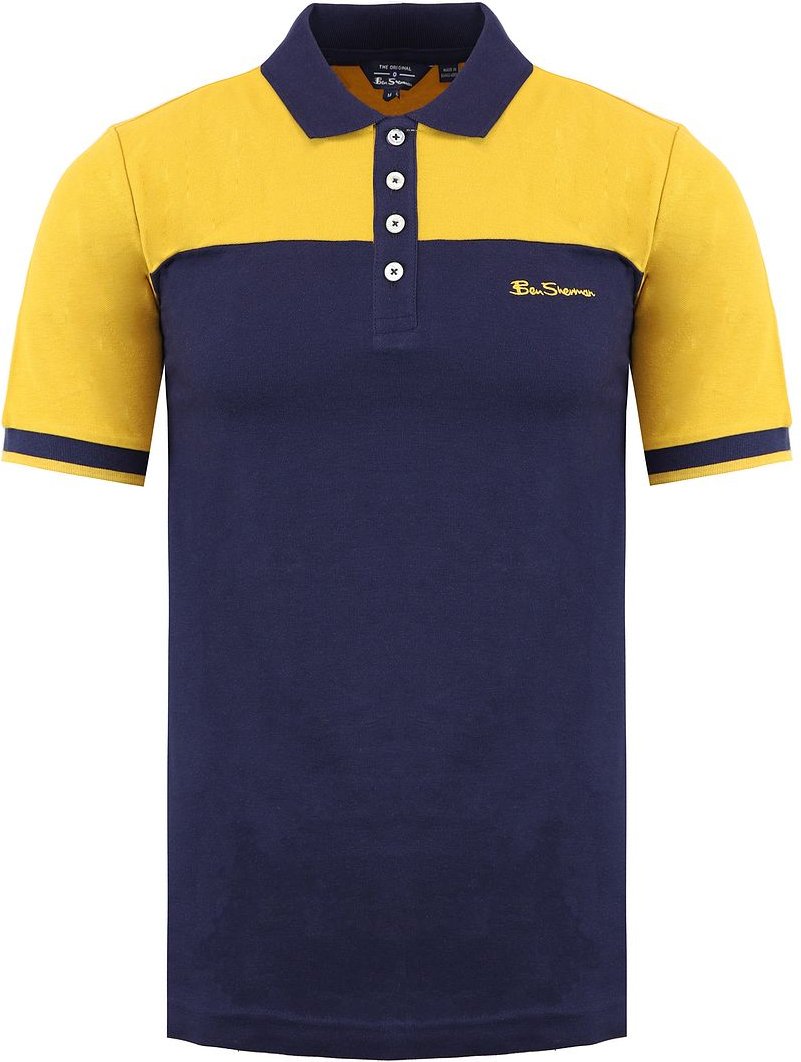 Ben Sherman Farbblock Herren Marine/Gelb Poloshirt