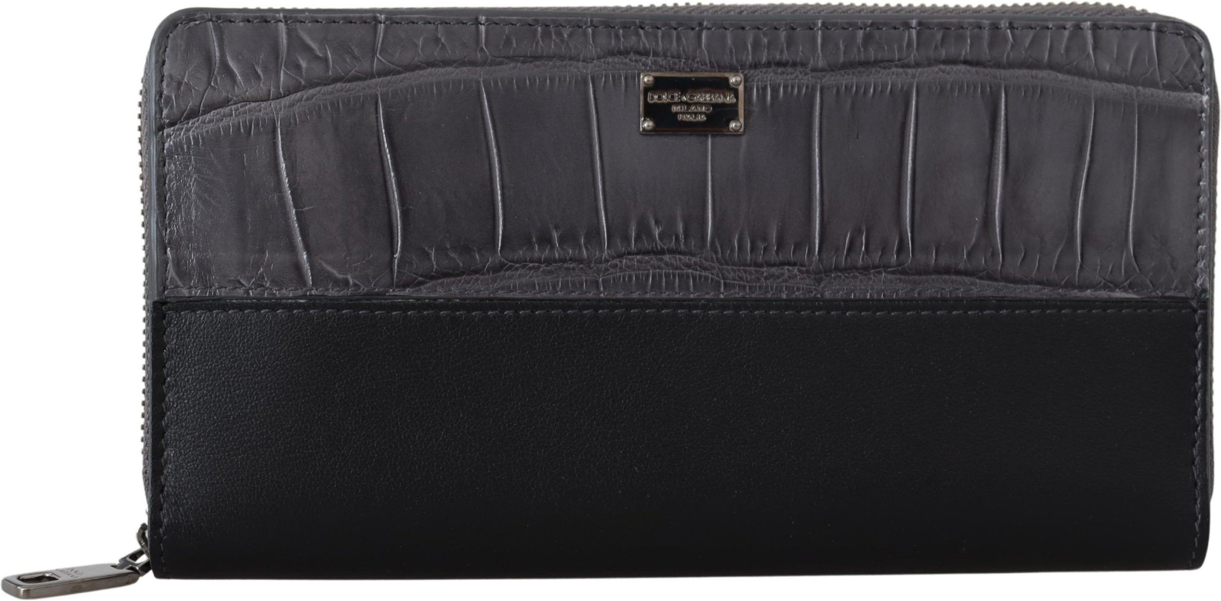 Dolce & Gabbana Black Zip autour de l'embrayage continental Portefeuille masculin