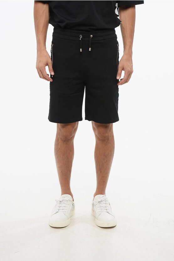 Thumbnail - Jersey-Shorts mit seitlichem Logoband in Schwarz