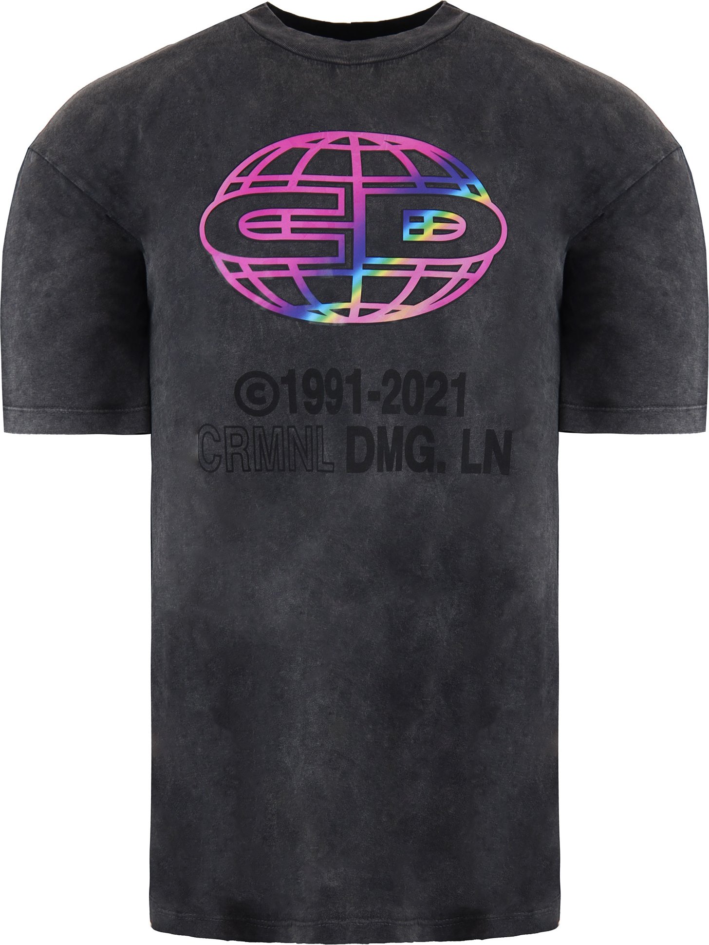 Krimineller Schaden gewaschener Männer schwarzes T-Shirt