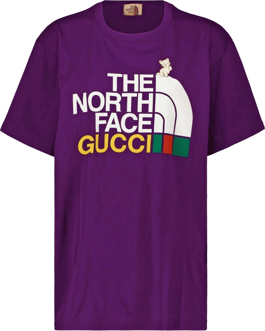 Thumbnail - Gucci X The North Face Design Regular Fit Lila T-Shirt