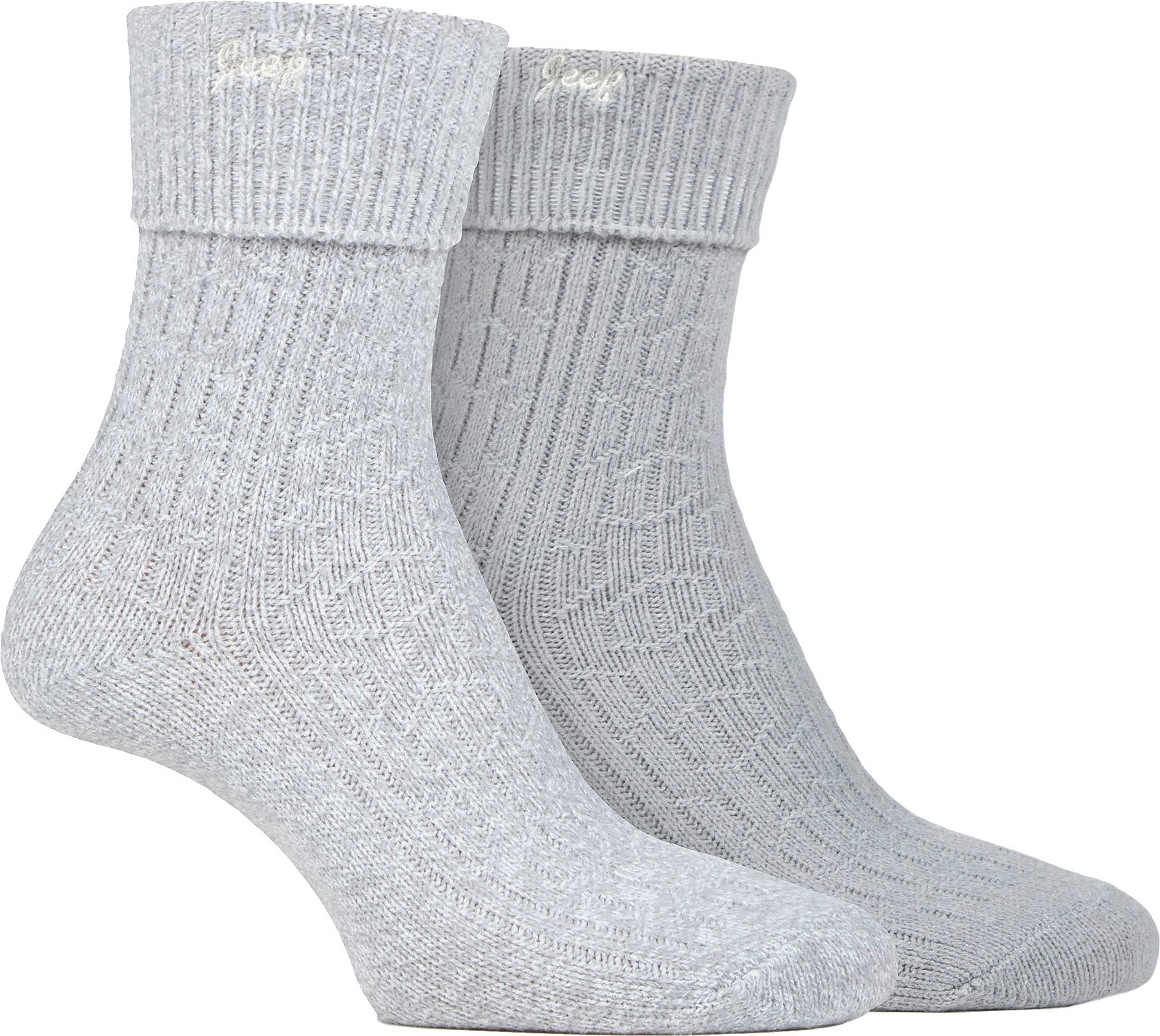 Damen Turn Cuff Socken | Jeep | Walking Boot Socken Frauen, Komfortable Performance Polyester Socken - Schiefer / Weiß