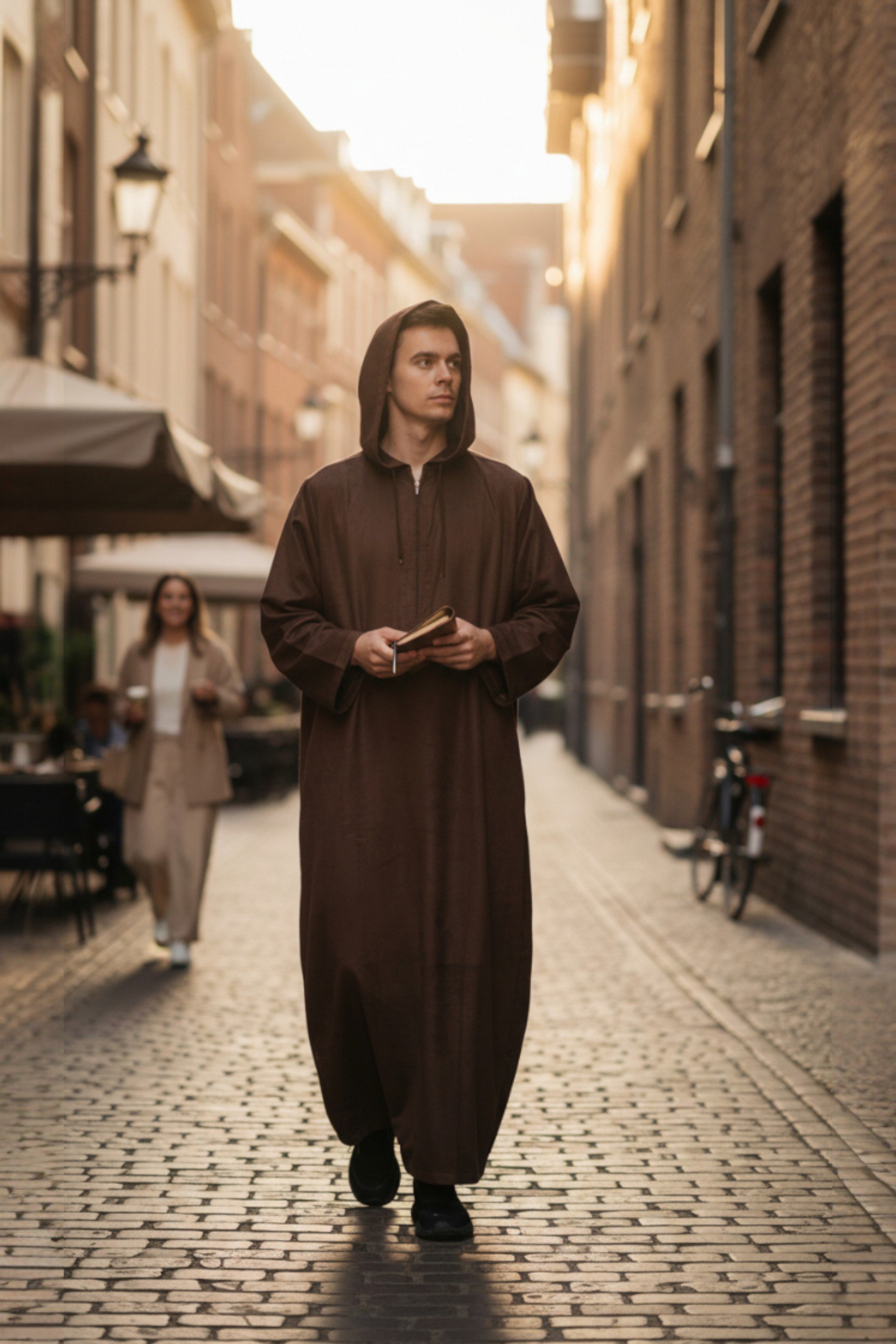 Braune Kapuzen-Eid-Marokkanische Jubba-Robe für Herren Ramadan Eid Thobe LFS - HM12