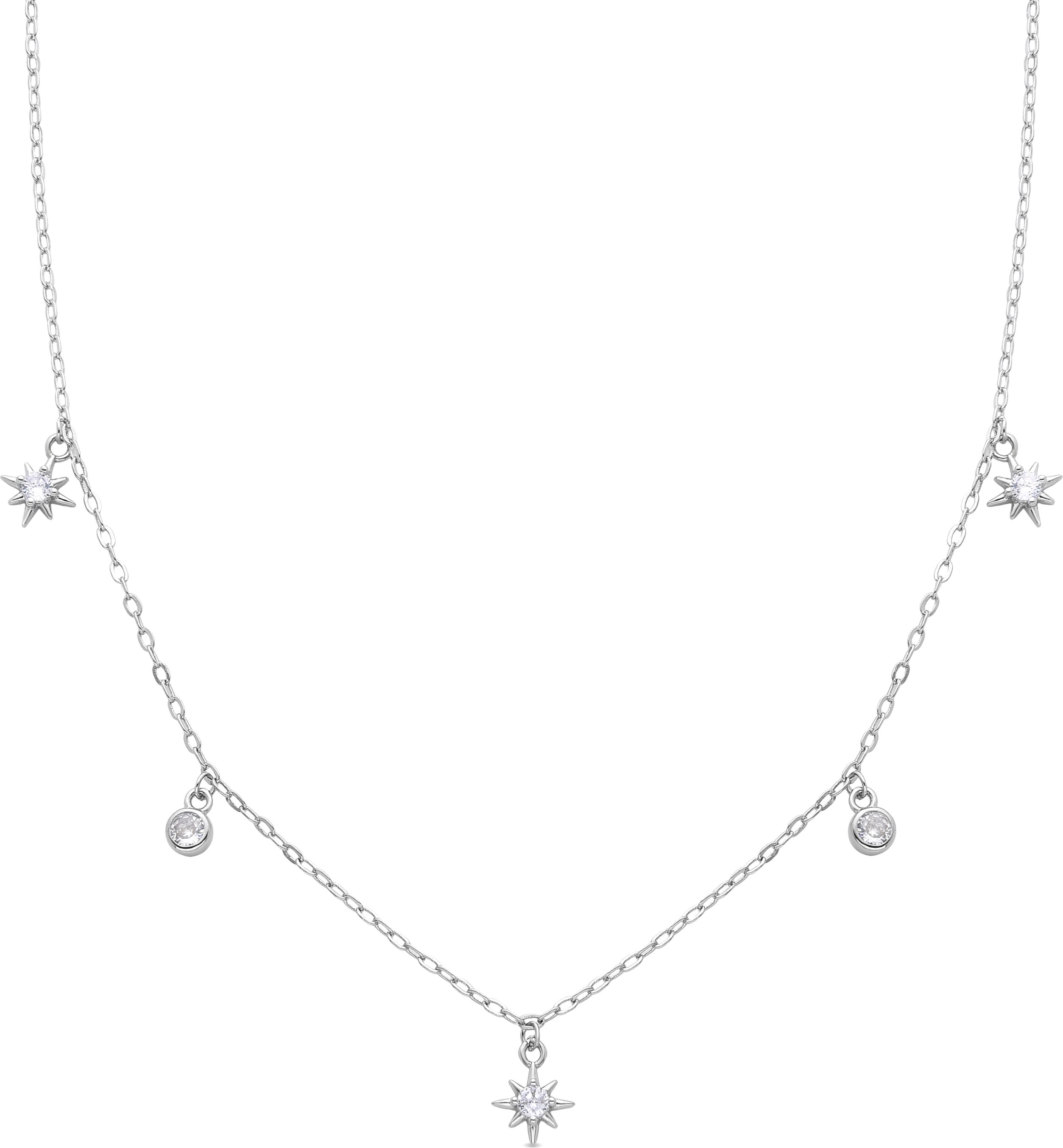 Luxenter Olzal Halskette, aus glänzenden Zirkonen, rhodiniert