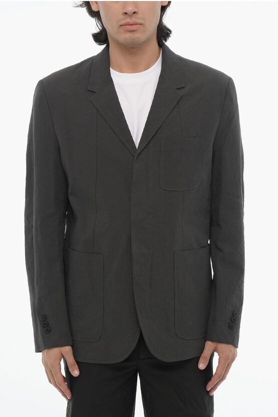 Slim Fit Blazer mit 3 Knöpfen, Seitenschlitzen und Revers in Grau
