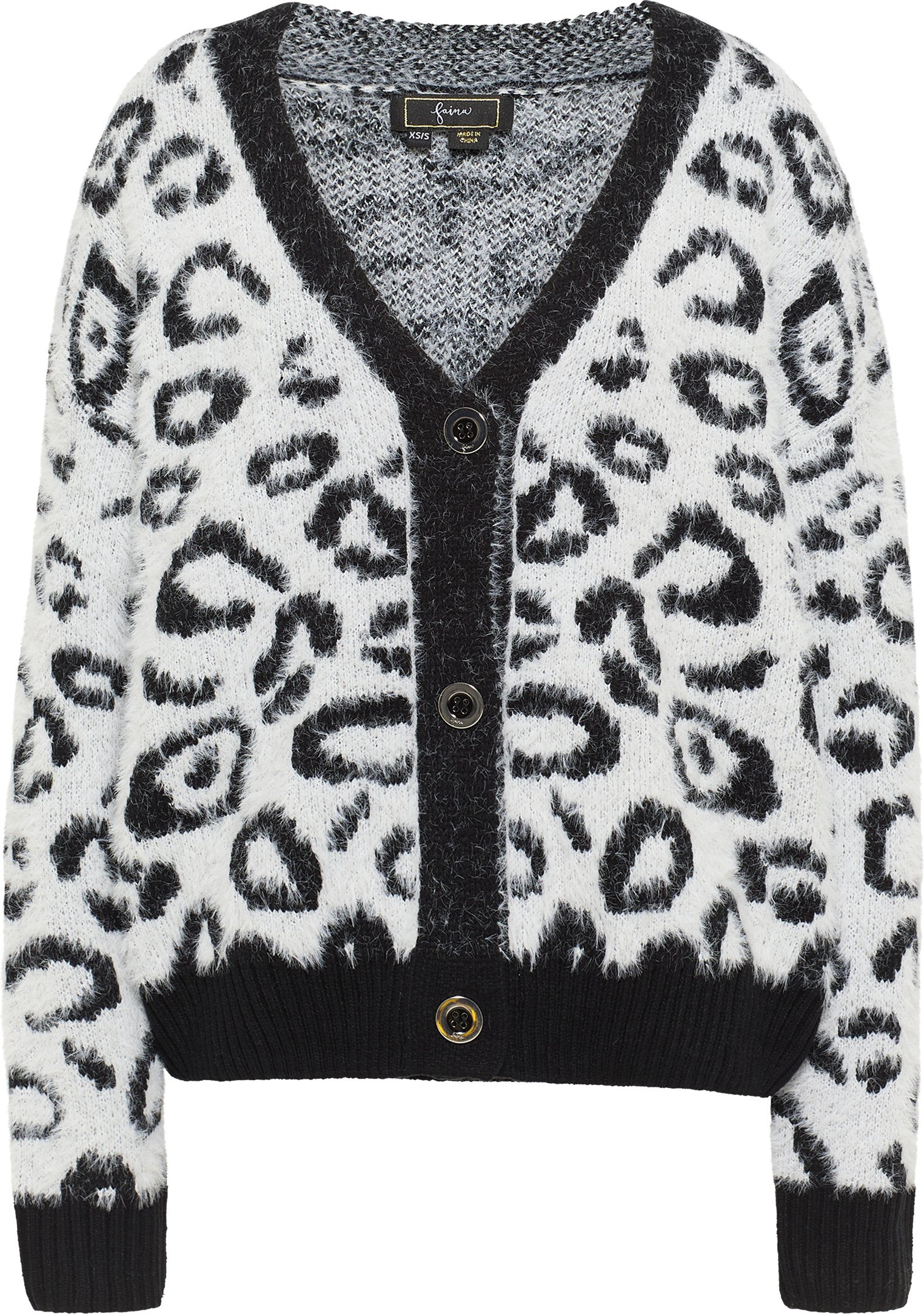 Faina Strickjacke Damen wollweiß schwarz