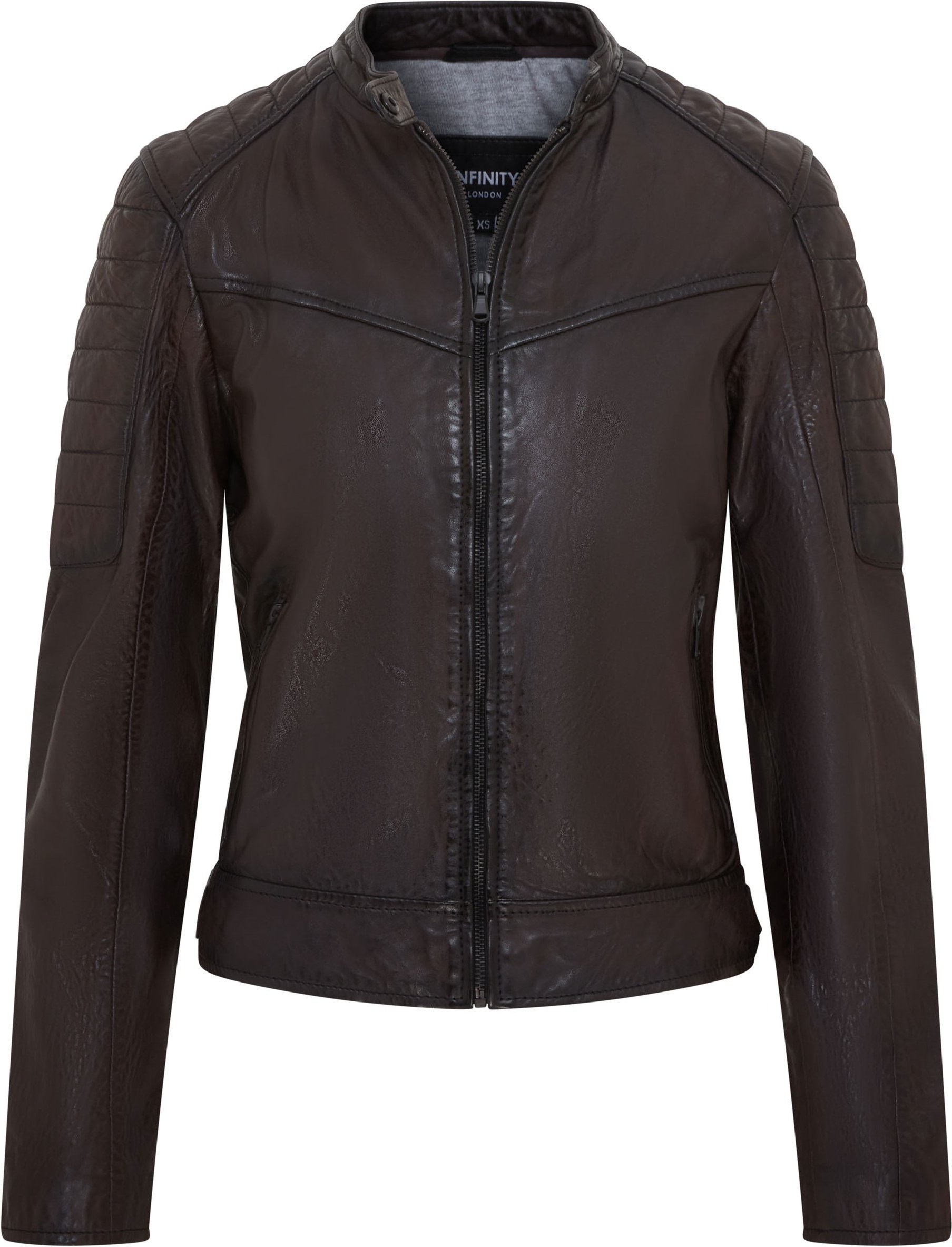 Braune gesteppte Retro-Bikerjacke aus Leder für Damen - Horten