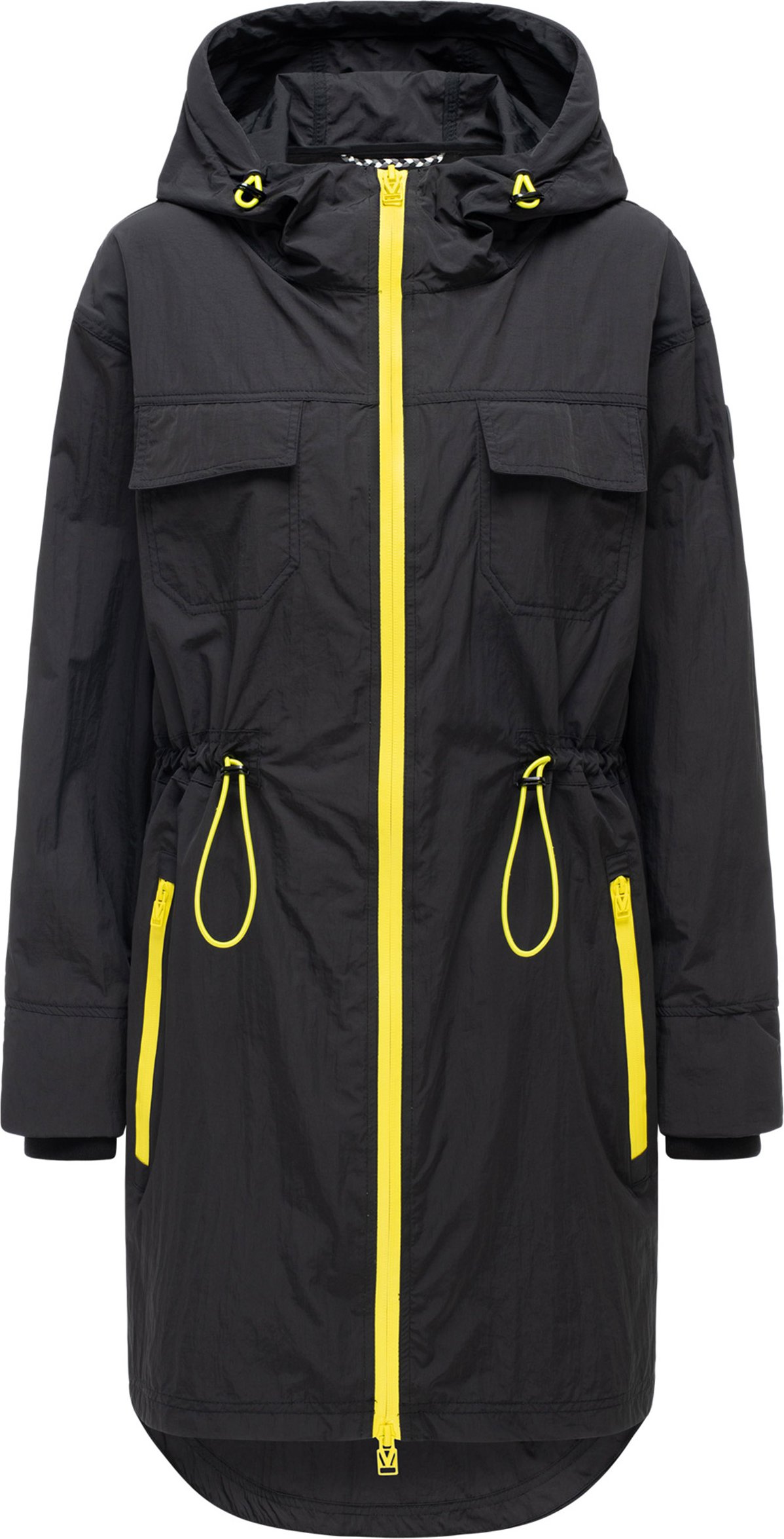 Marikoo Damen Mantel Übergangsjacke Trüffelbonbon mit Kapuze