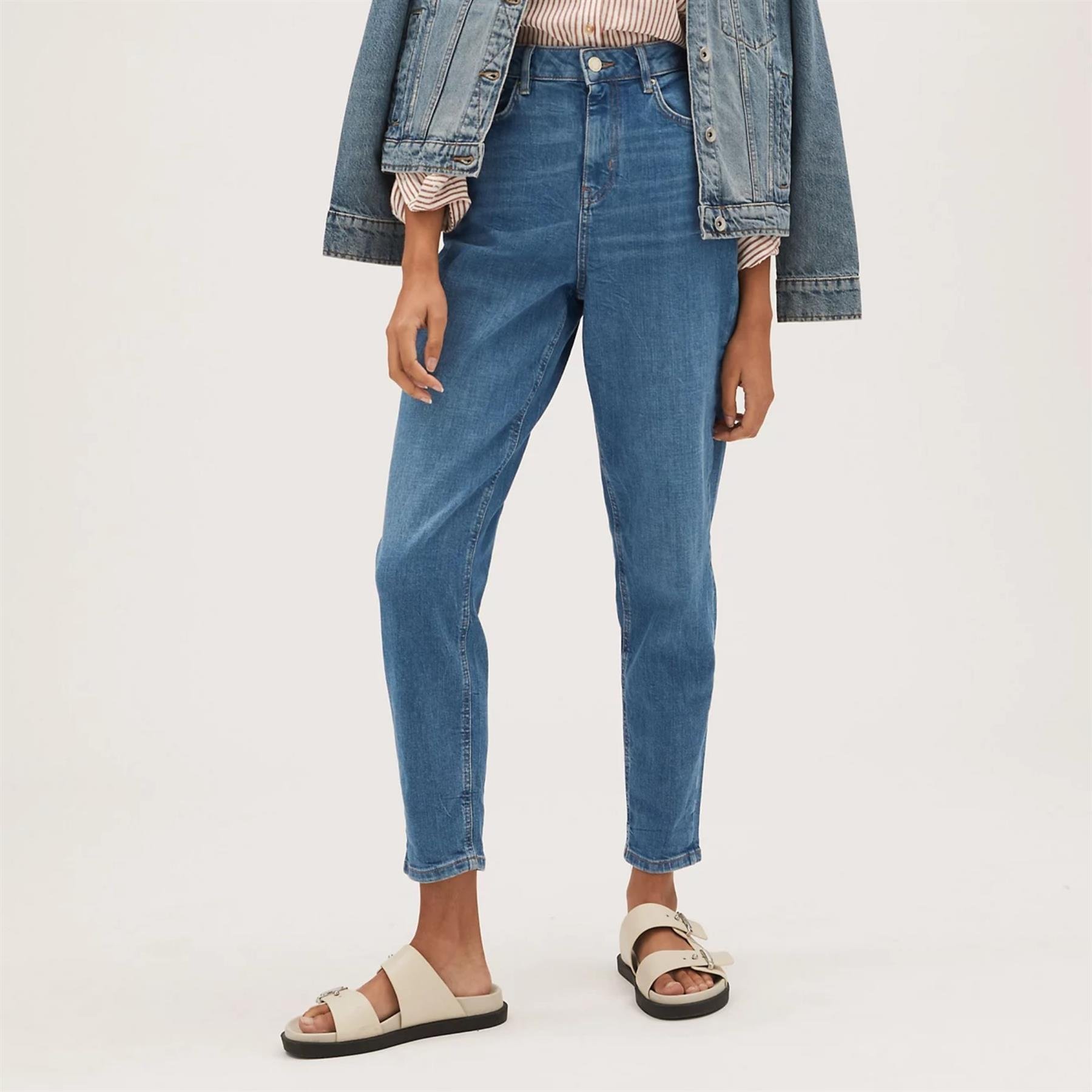 M&S Womens The Mom Jeans Blau