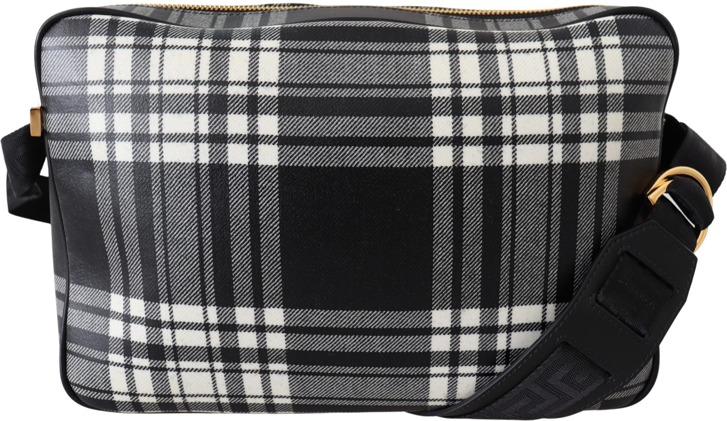 Versace Herren Umhängetasche aus grauem Stoff und Leder