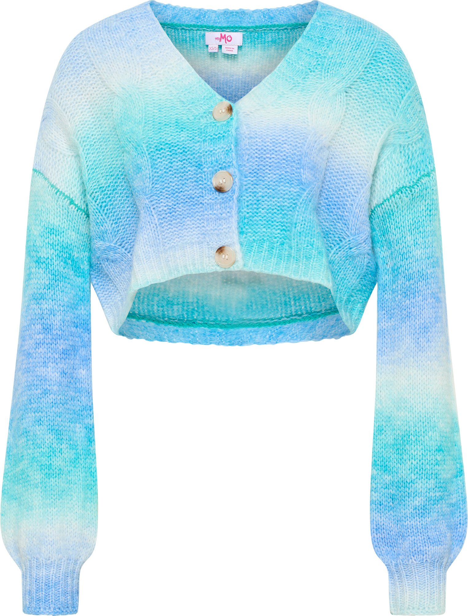 Mymo Strickjacke Damen Türkis Mehrfarbig