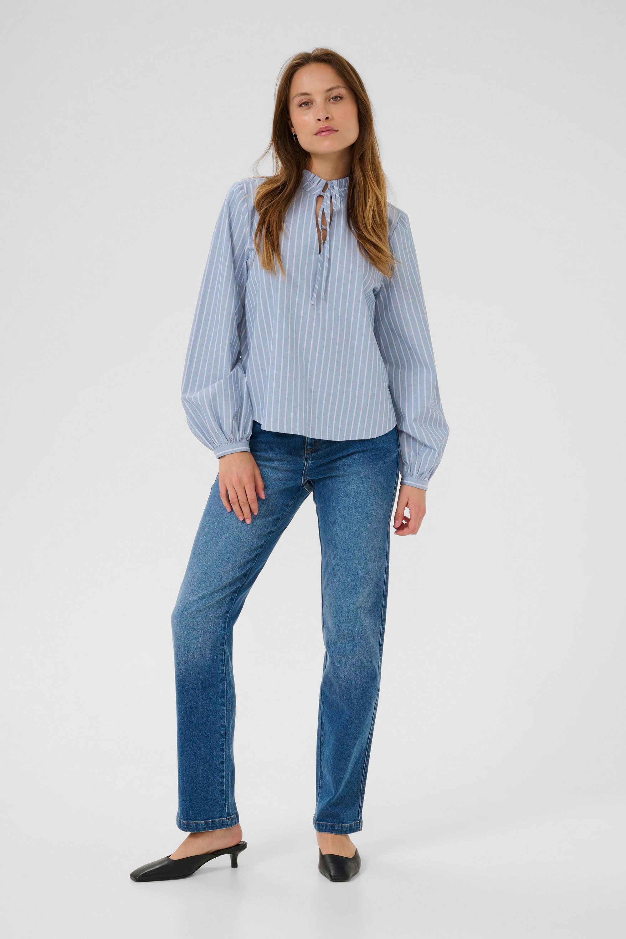 Langarm-Bluse KAmilina Baggy fit blue white