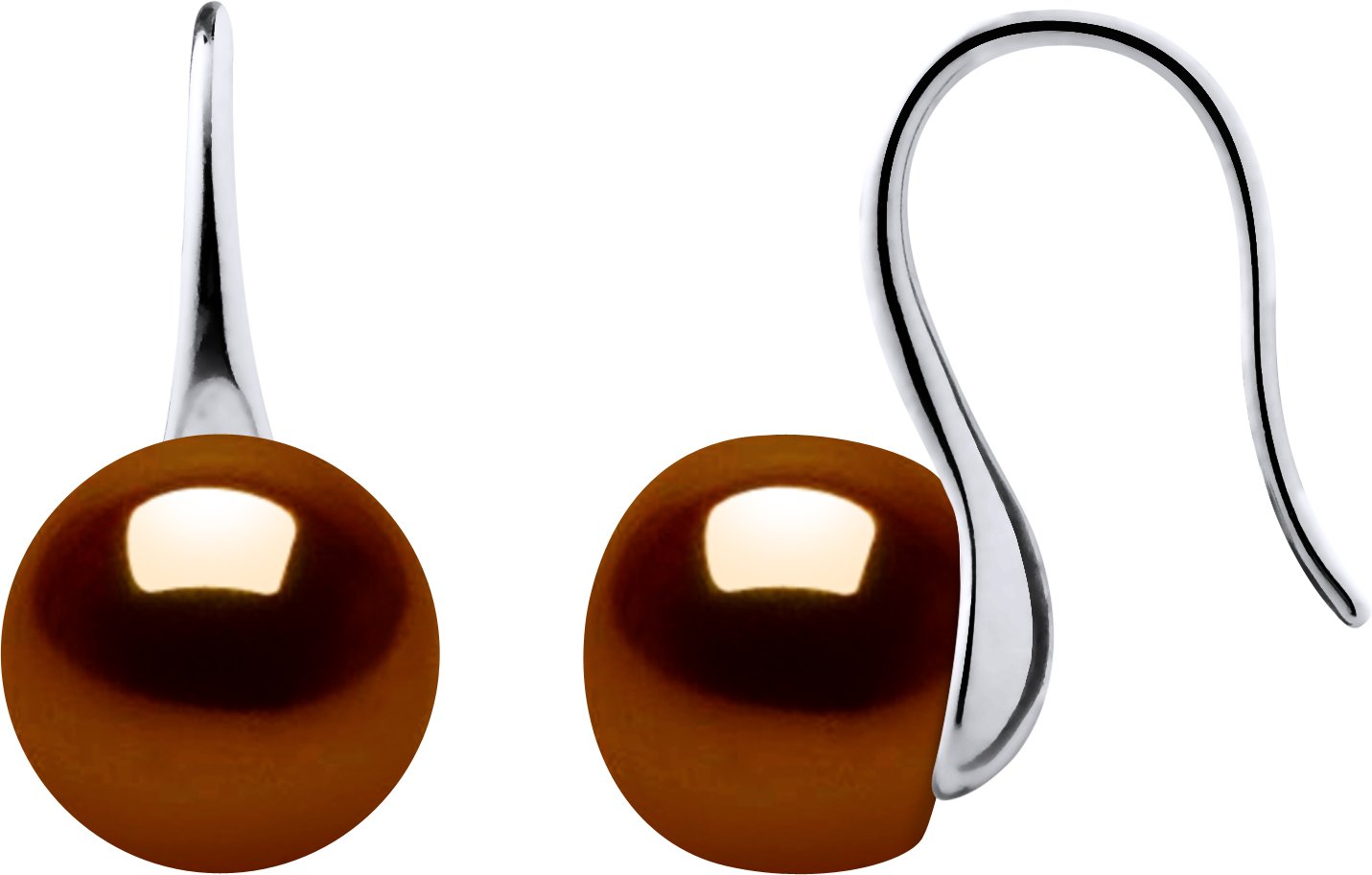 Ohrringe Haken Süßwasserperlen 9-10 mm Chocolate Buttons 925