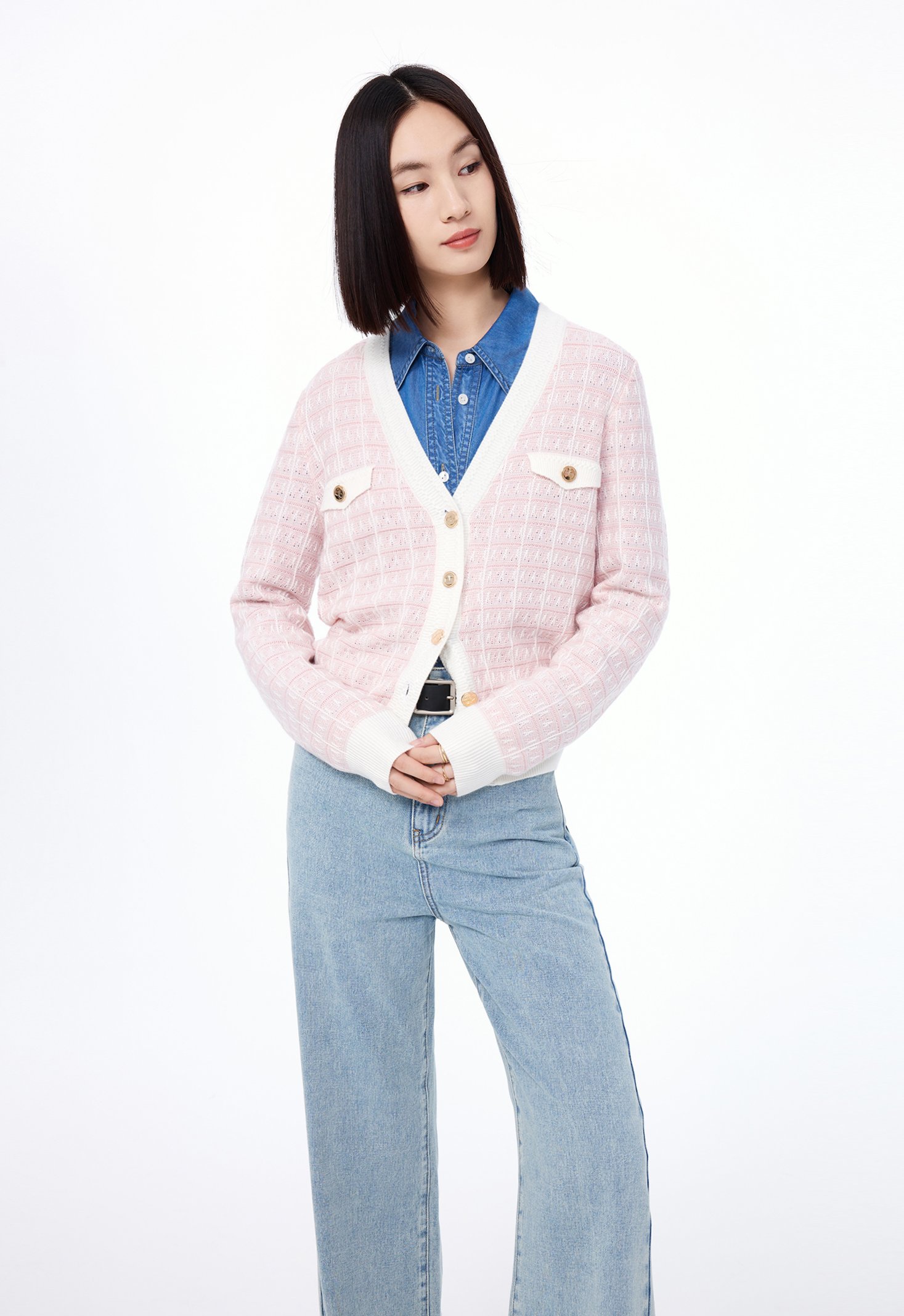 LILY BUSINESS FASHION V-NECK STRICKJACKE FÜR DAMEN