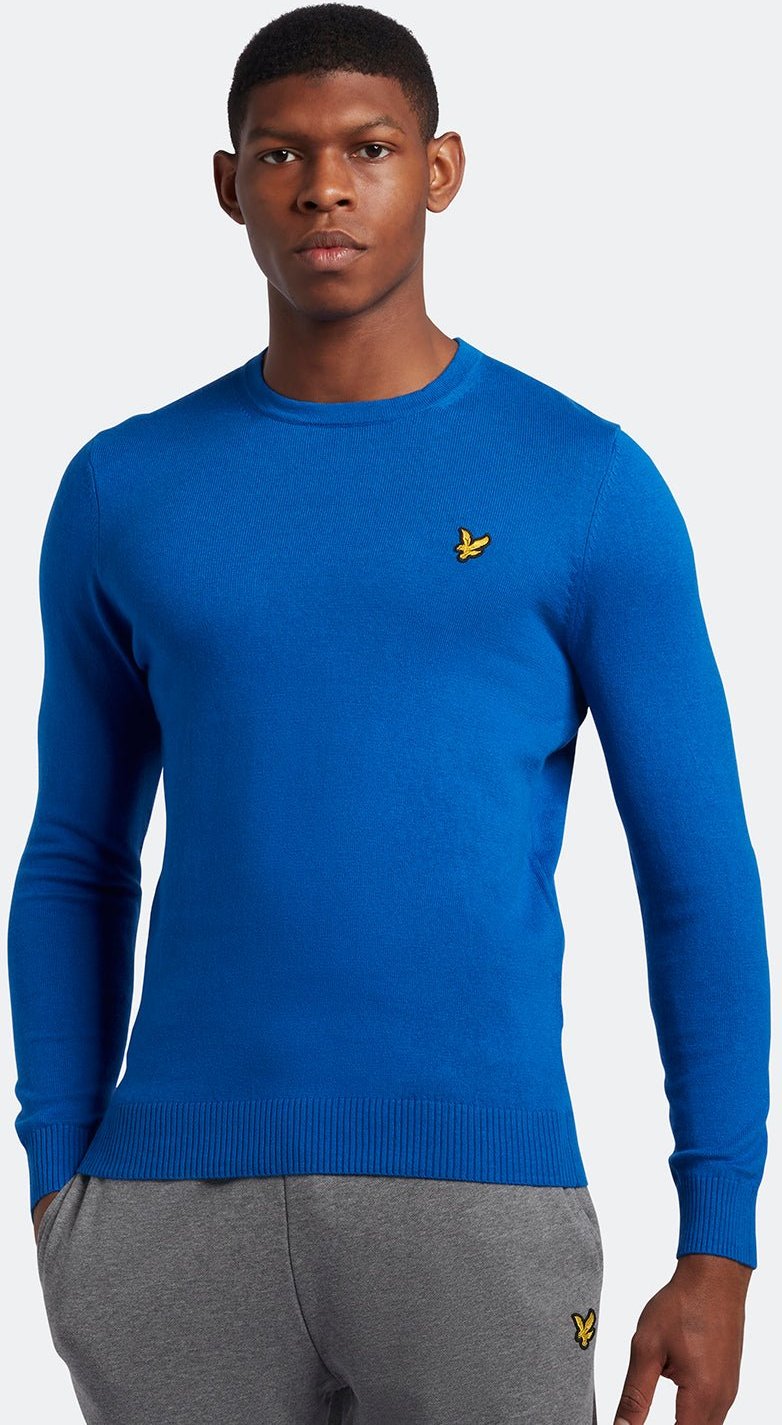 Lyle & Scott Baumwolle-Merino-Pullover mit Rundhalsausschnitt in Blau