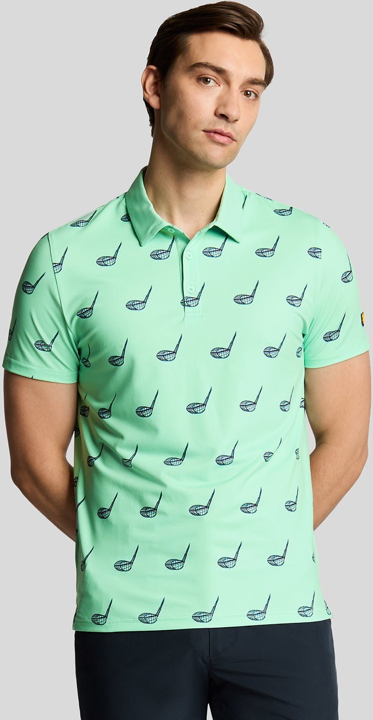 Lyle & Scott Golf Micro Club Druck Polo Hemd - Blau
