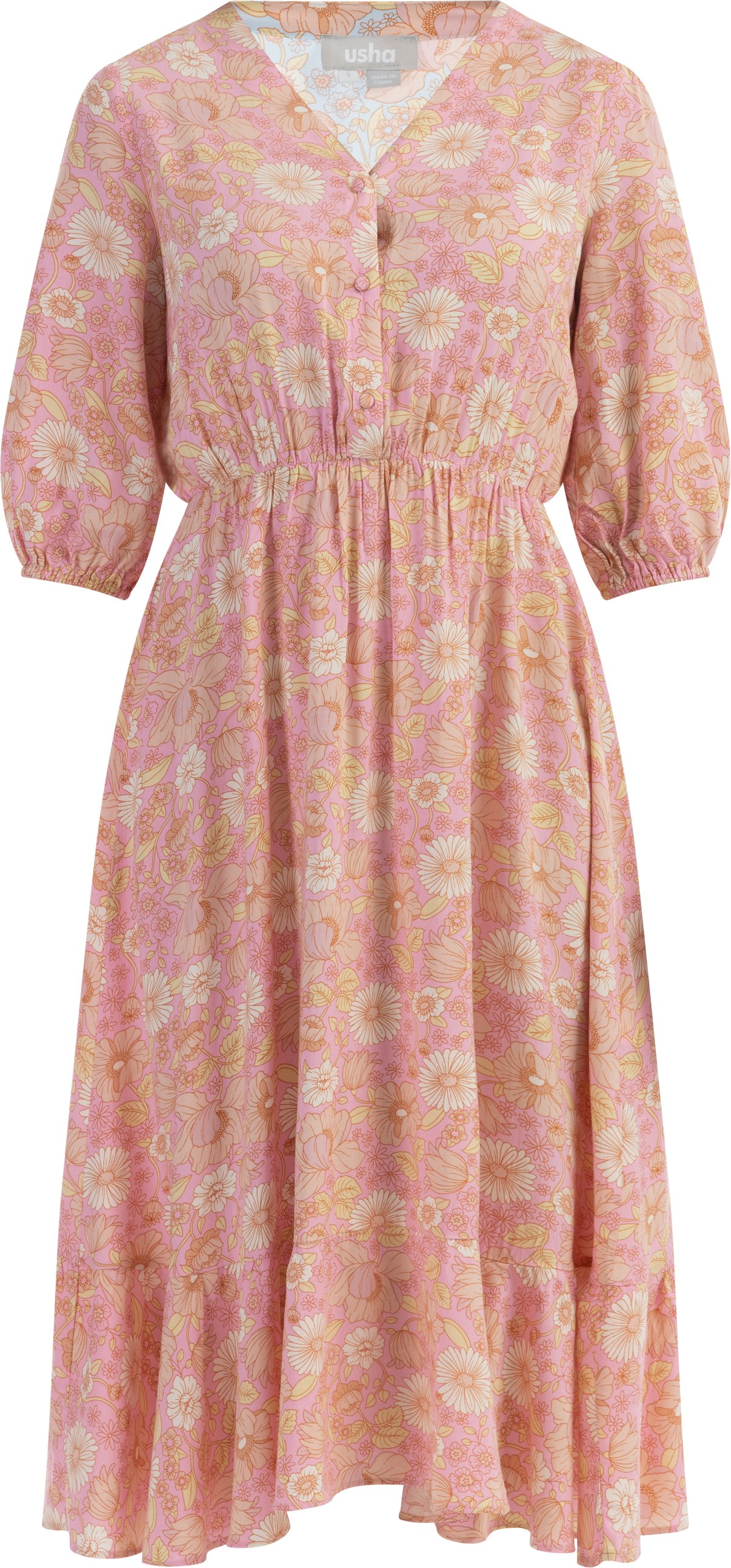 usha Midikleid Damen Rosa Mehrfarbig